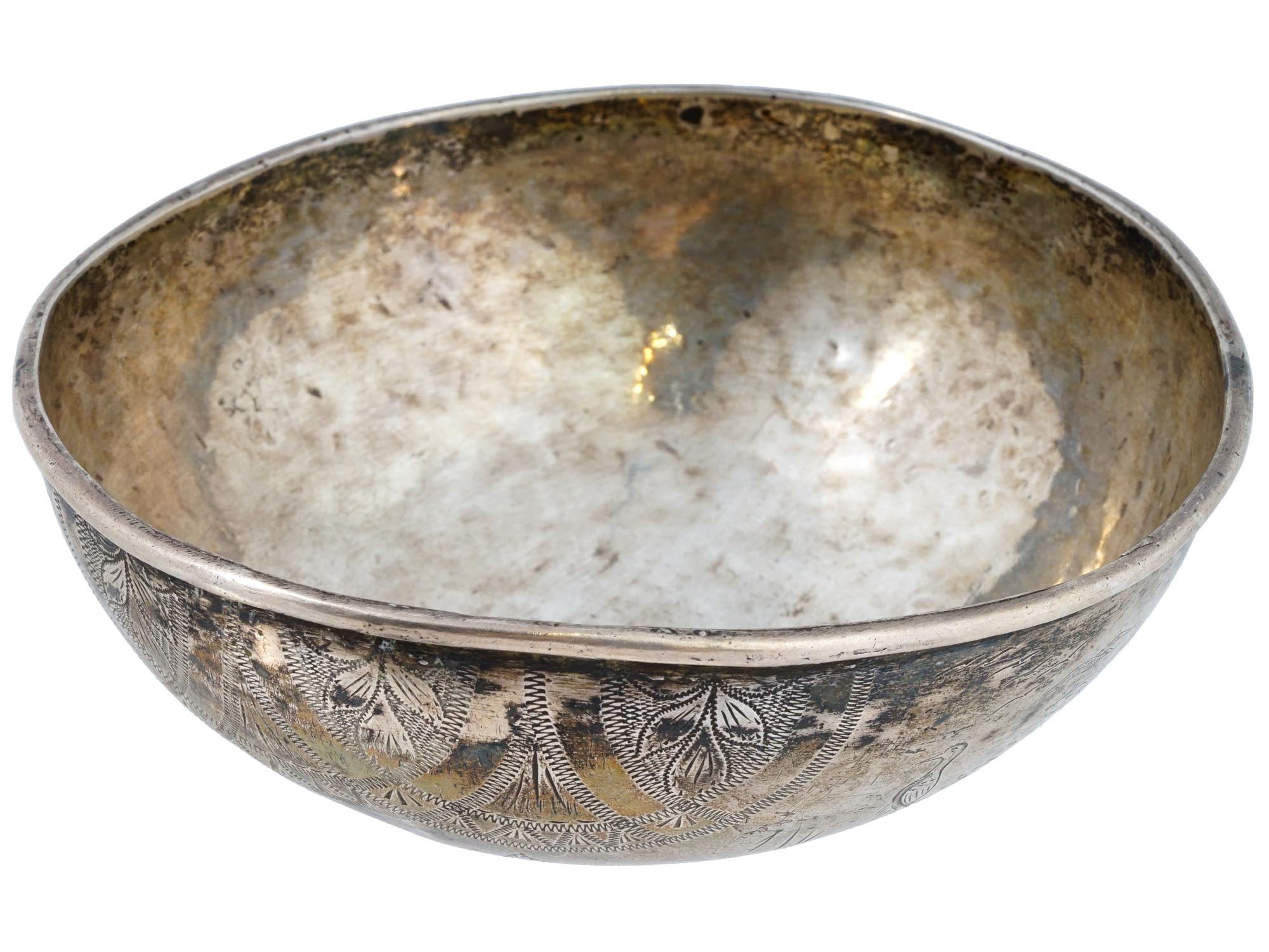 ANTIQUE PERSIAN QAJAR EMPIRE SILVER BOWL 19TH C PIC-1