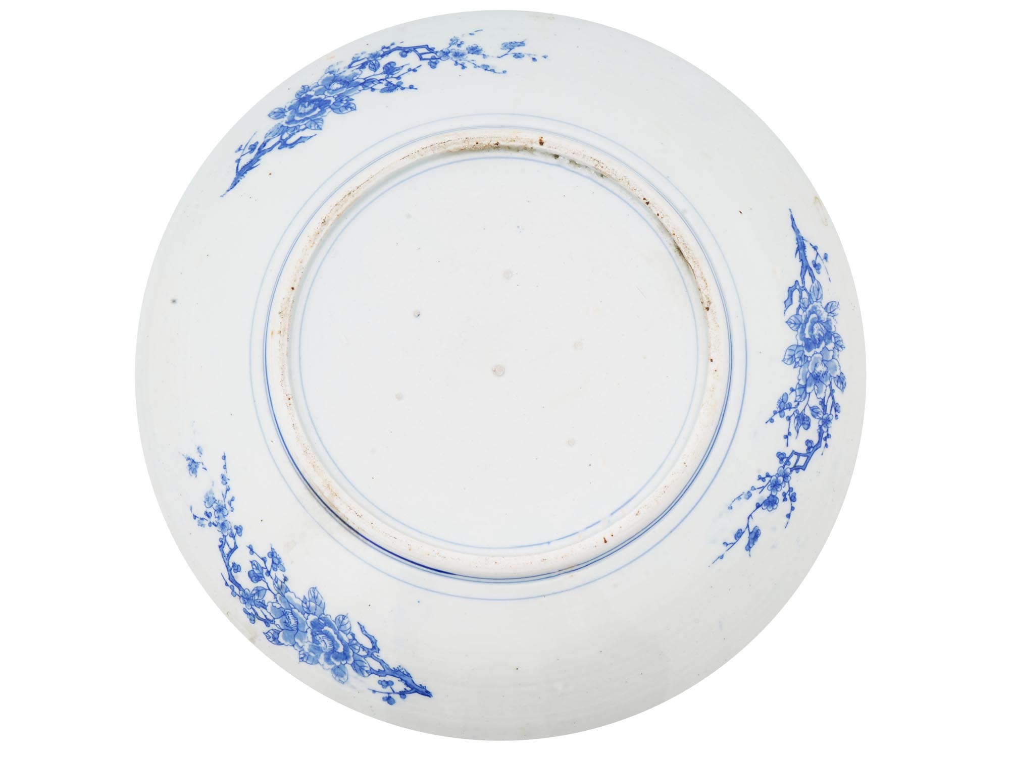 ANTIQUE ORIENTAL BLUE AND WHITE TRANSFERWARE PLATE PIC-4