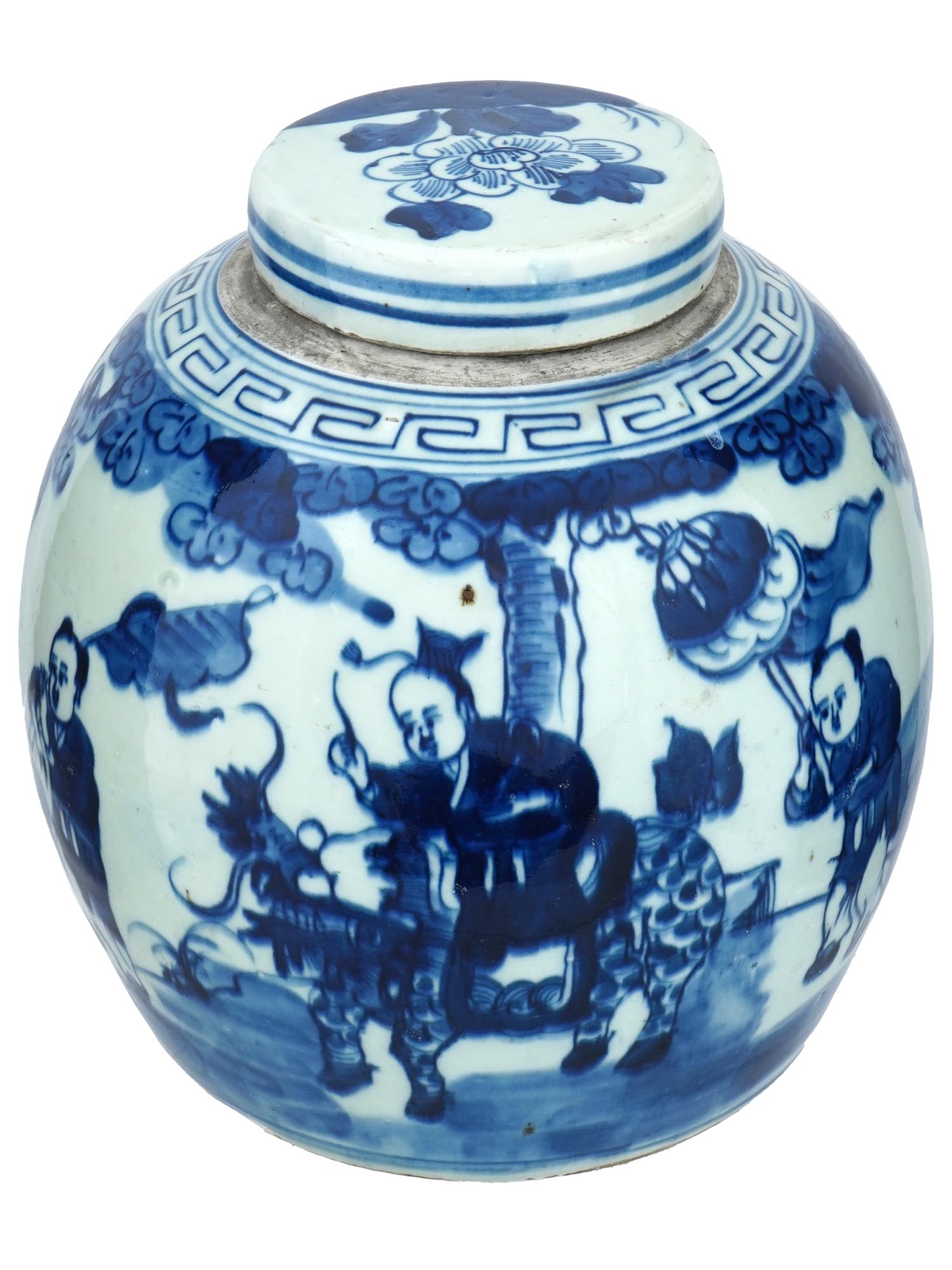 CHINESE QING BLUE AND WHITE PORCELAIN GINGER JAR PIC-1