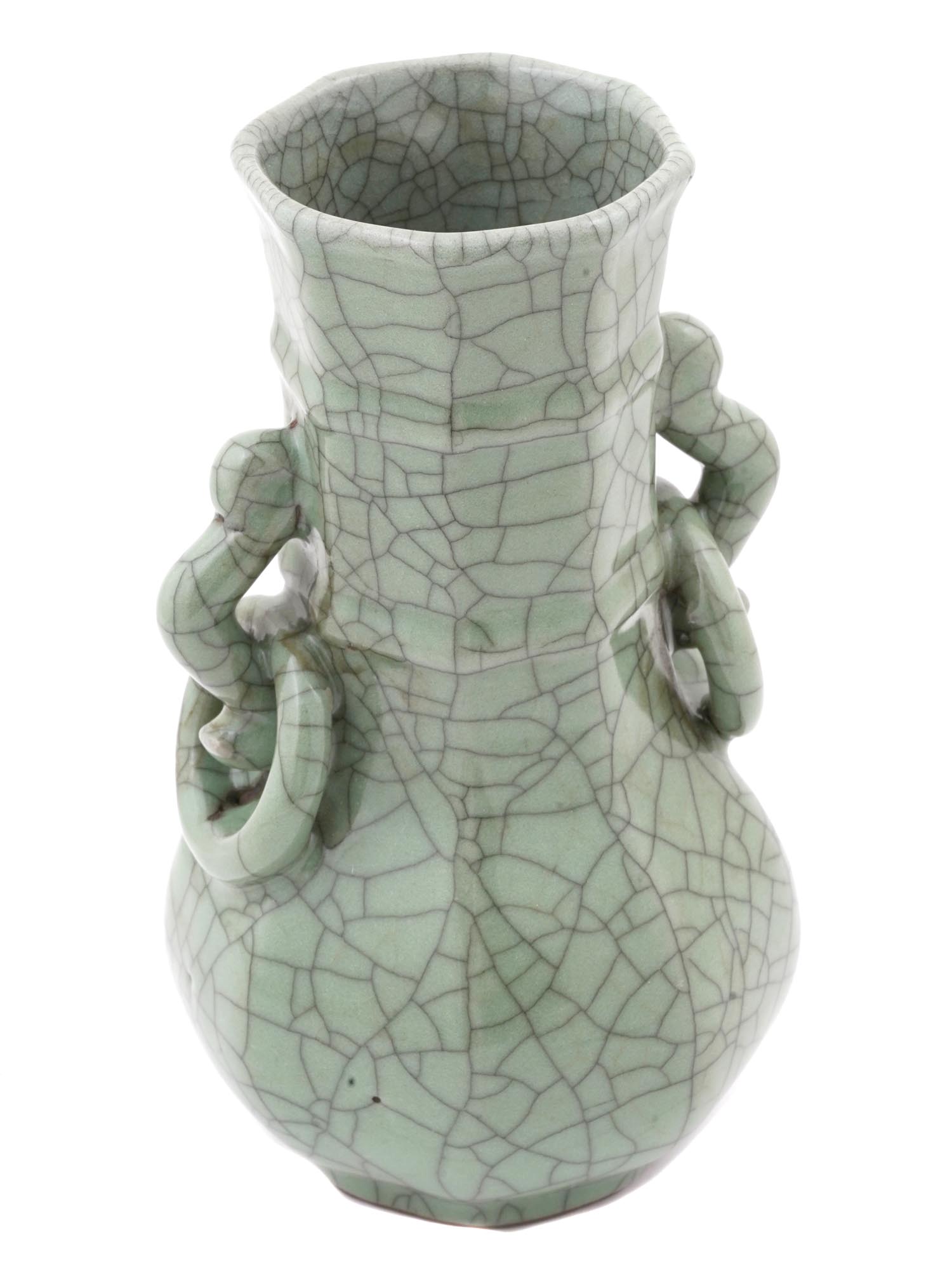 CHINESE QING CELADON CRACKLE GLAZE PORCELAIN VASE PIC-0