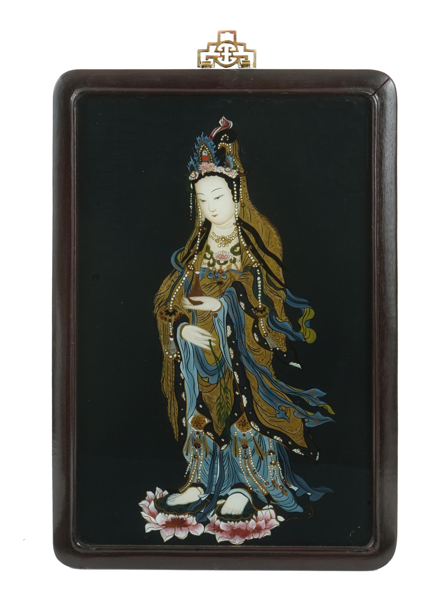 CHINESE QING FEMALE PORTRAIT REVERSE GLASS PAINTING PIC-0