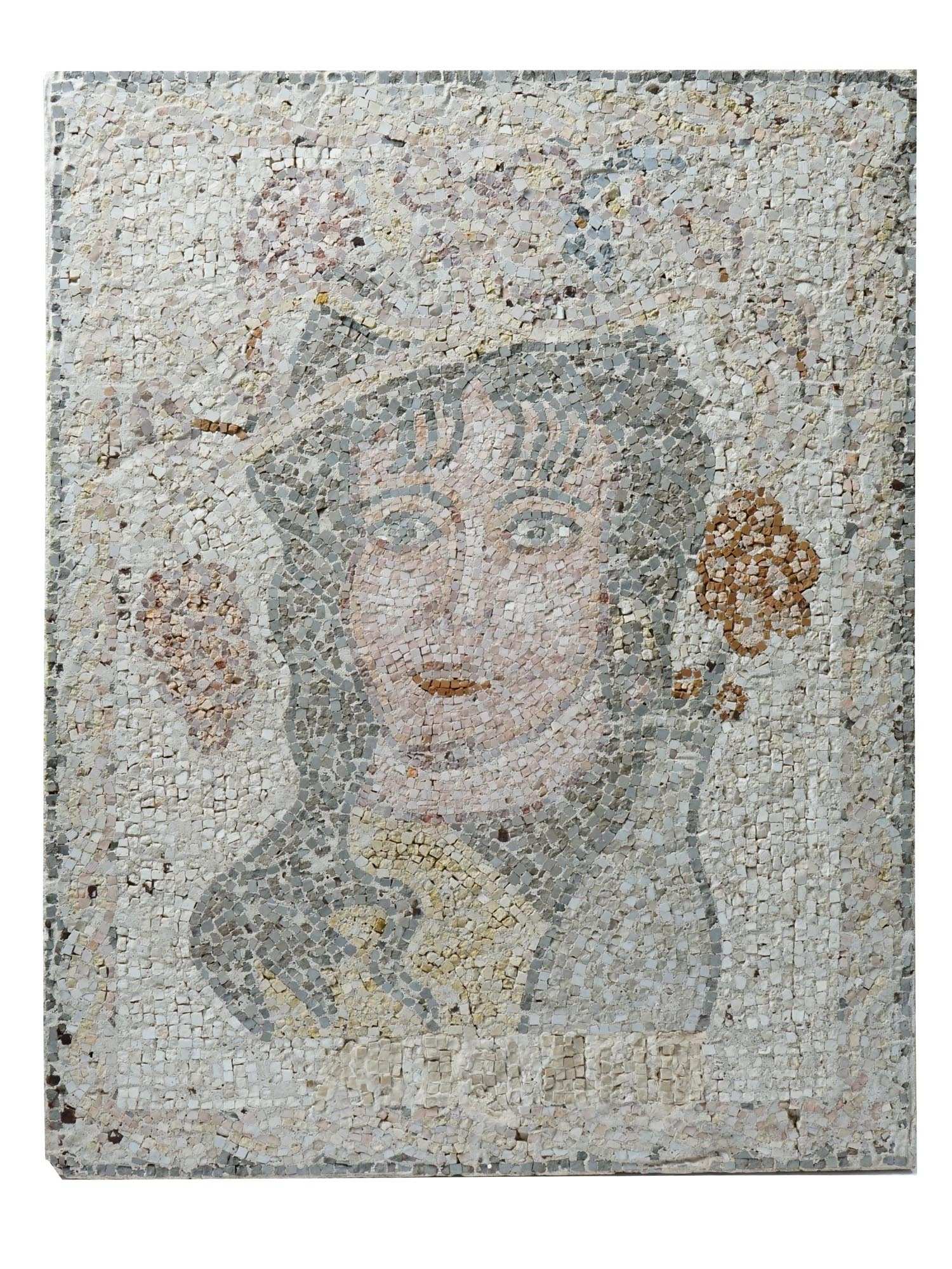 ANCIENT IMPERIAL ROMAN MOSAIC OF FEMALE PORTRAIT PIC-0