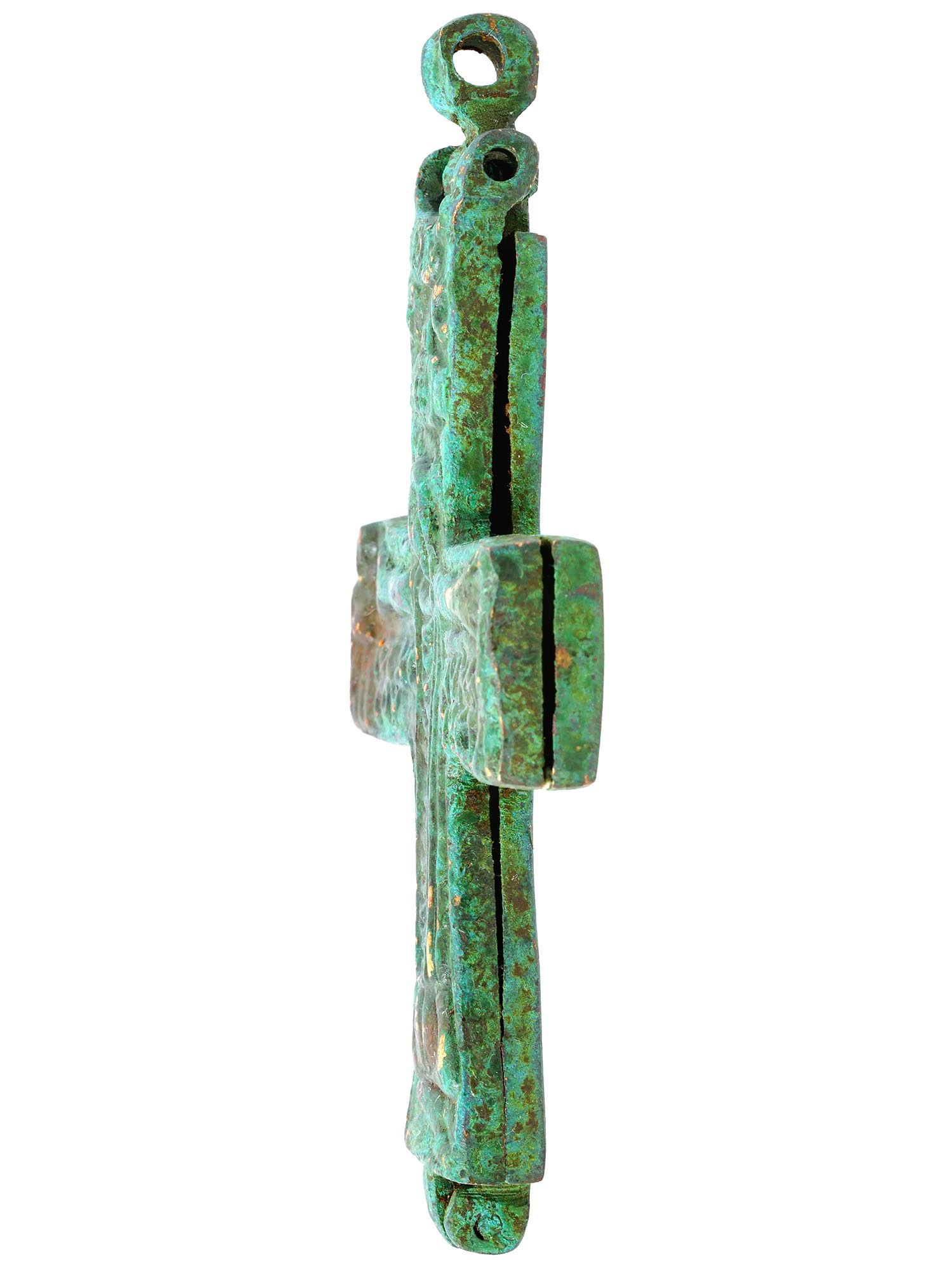 ANTIQUE BYZANTINE CAST BRONZE RELIQUARY CROSS PIC-4