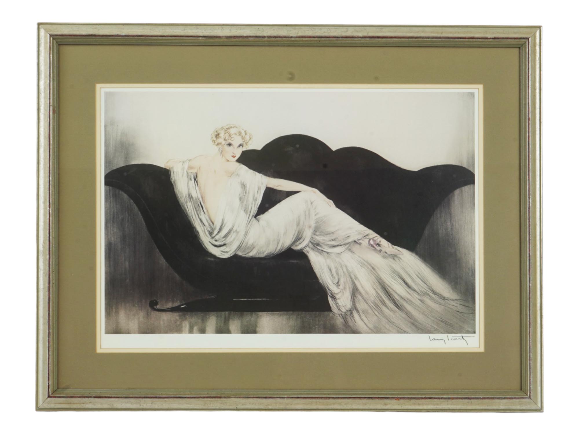 ART DECO FRENCH SOFA LITHOGRAPH BY LOUIS ICART PIC-0