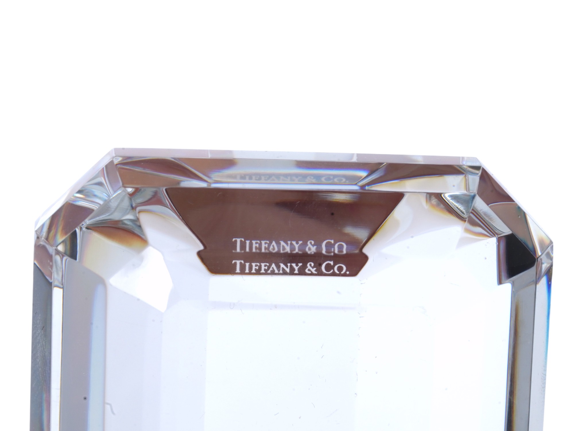 TIFFANY AND CO EMERALD CUT CRYSTAL PAPERWEIGHT PIC-7