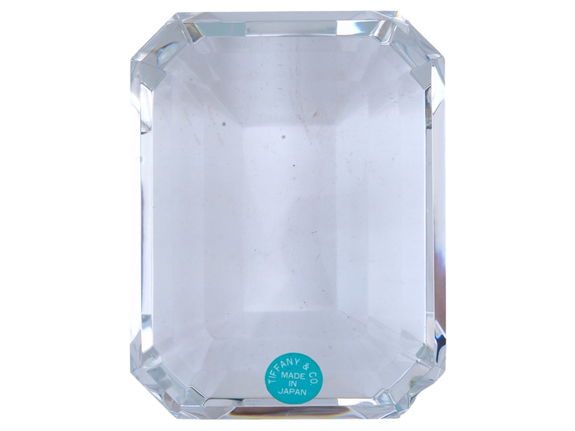 TIFFANY AND CO EMERALD CUT CRYSTAL PAPERWEIGHT PIC-4