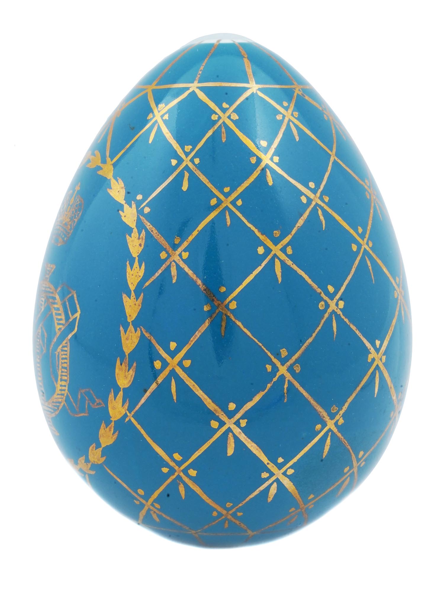 RUSSIAN PORCELAIN EASTER EGG W EMPRESS MONOGRAM PIC-1