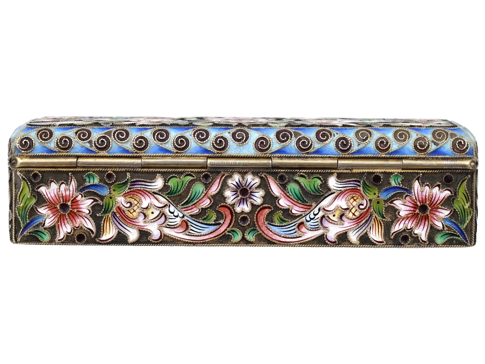 RUSSIAN 84 SILVER AND ENAMEL CASKET PILL BOX PIC-3