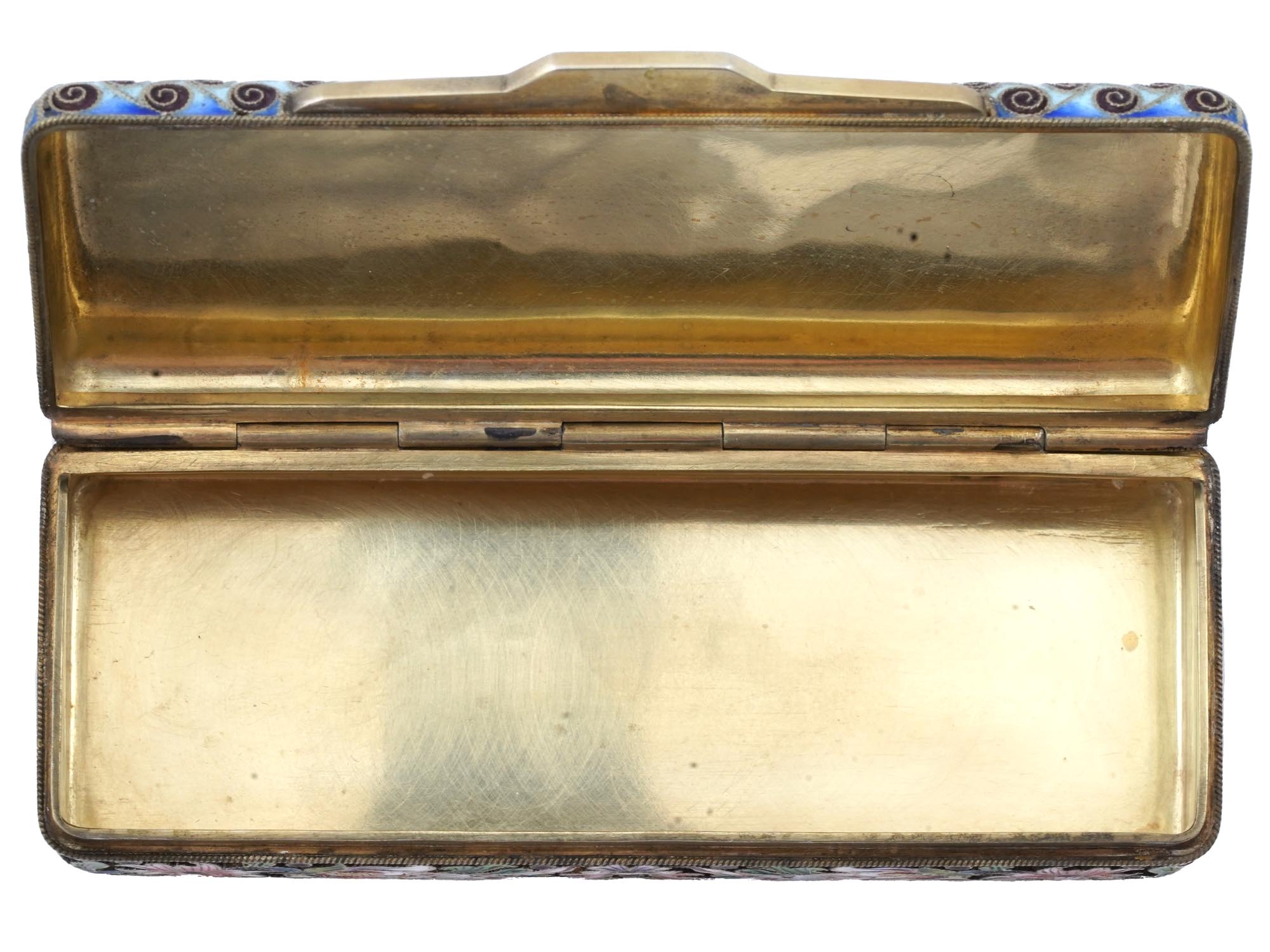 RUSSIAN 84 SILVER AND ENAMEL CASKET PILL BOX PIC-4