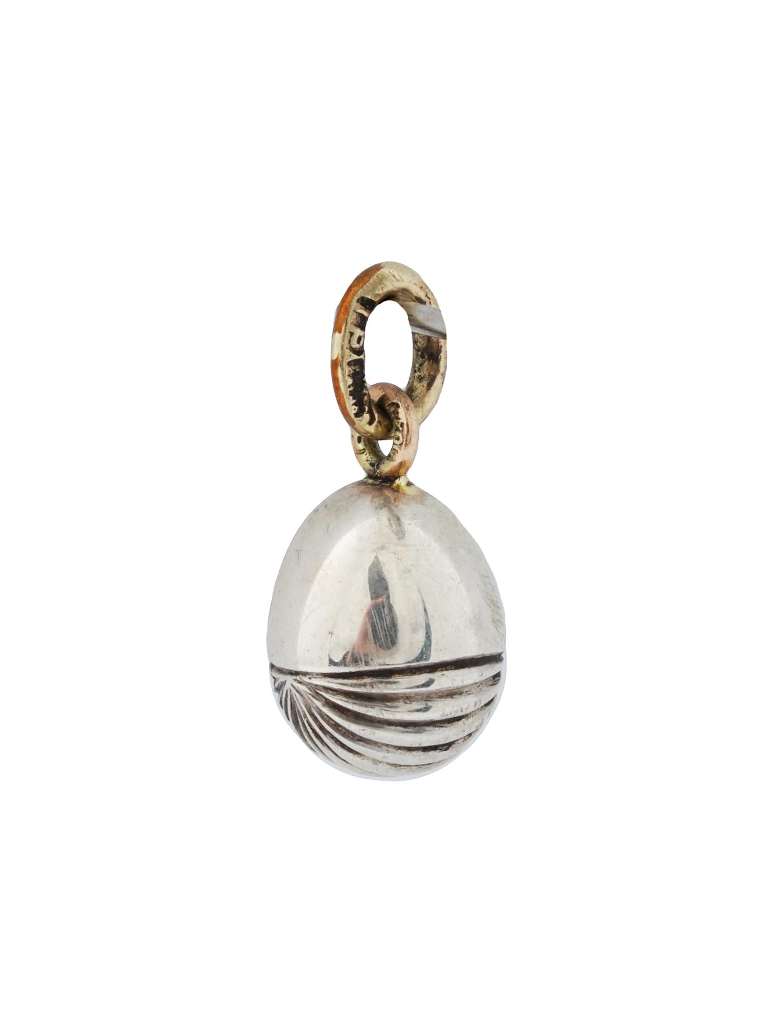 14K RUSSIAN GOLD AND SILVER EASTER EGG PENDANT PIC-0