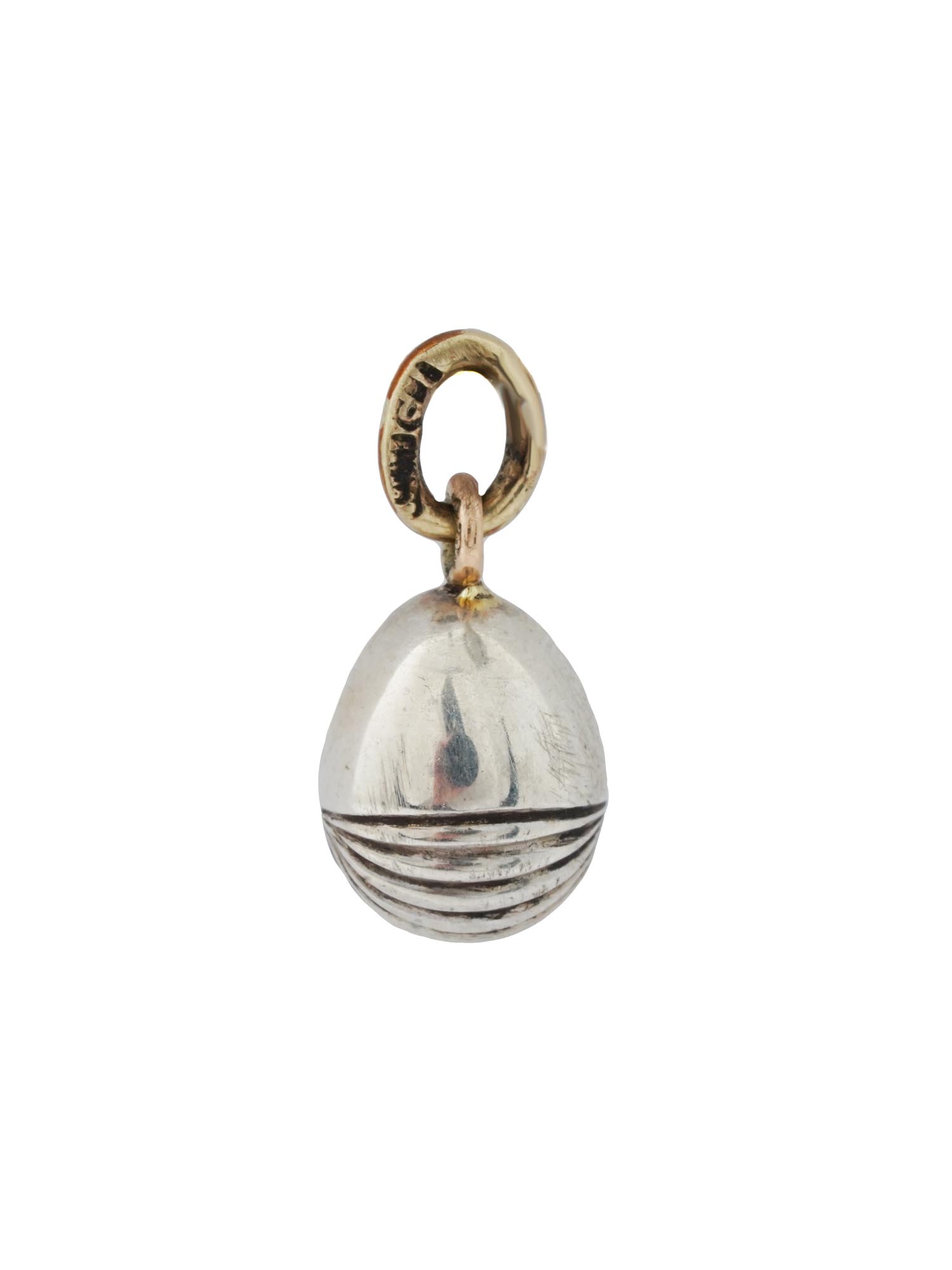 14K RUSSIAN GOLD AND SILVER EASTER EGG PENDANT PIC-2