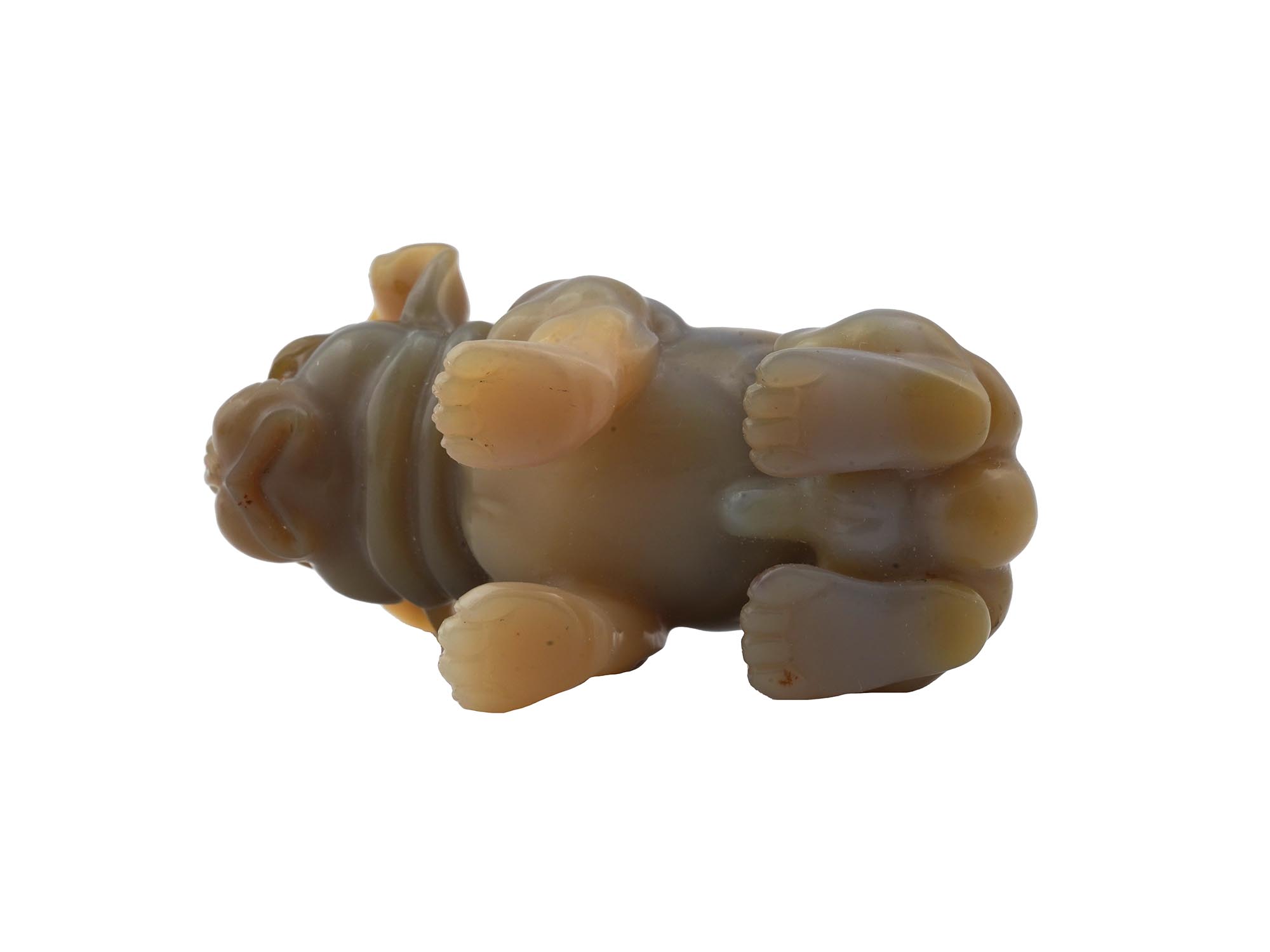 RUSSIAN CARVED AGATE GEMSTONE BULLDOG FIGURINE IOB PIC-8