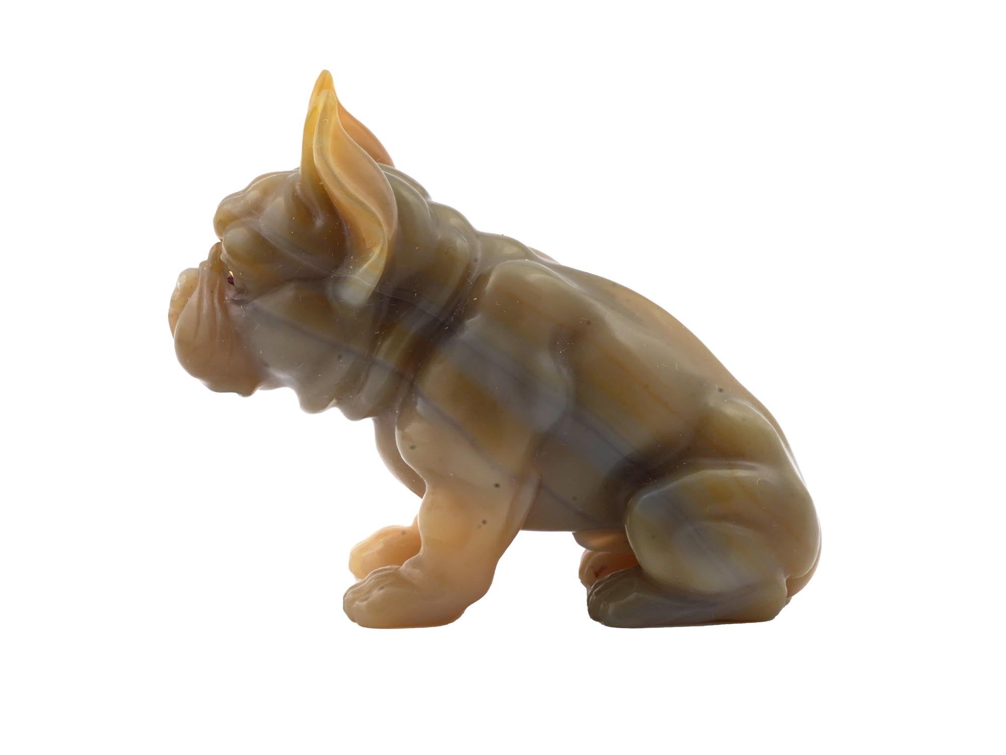 RUSSIAN CARVED AGATE GEMSTONE BULLDOG FIGURINE IOB PIC-6