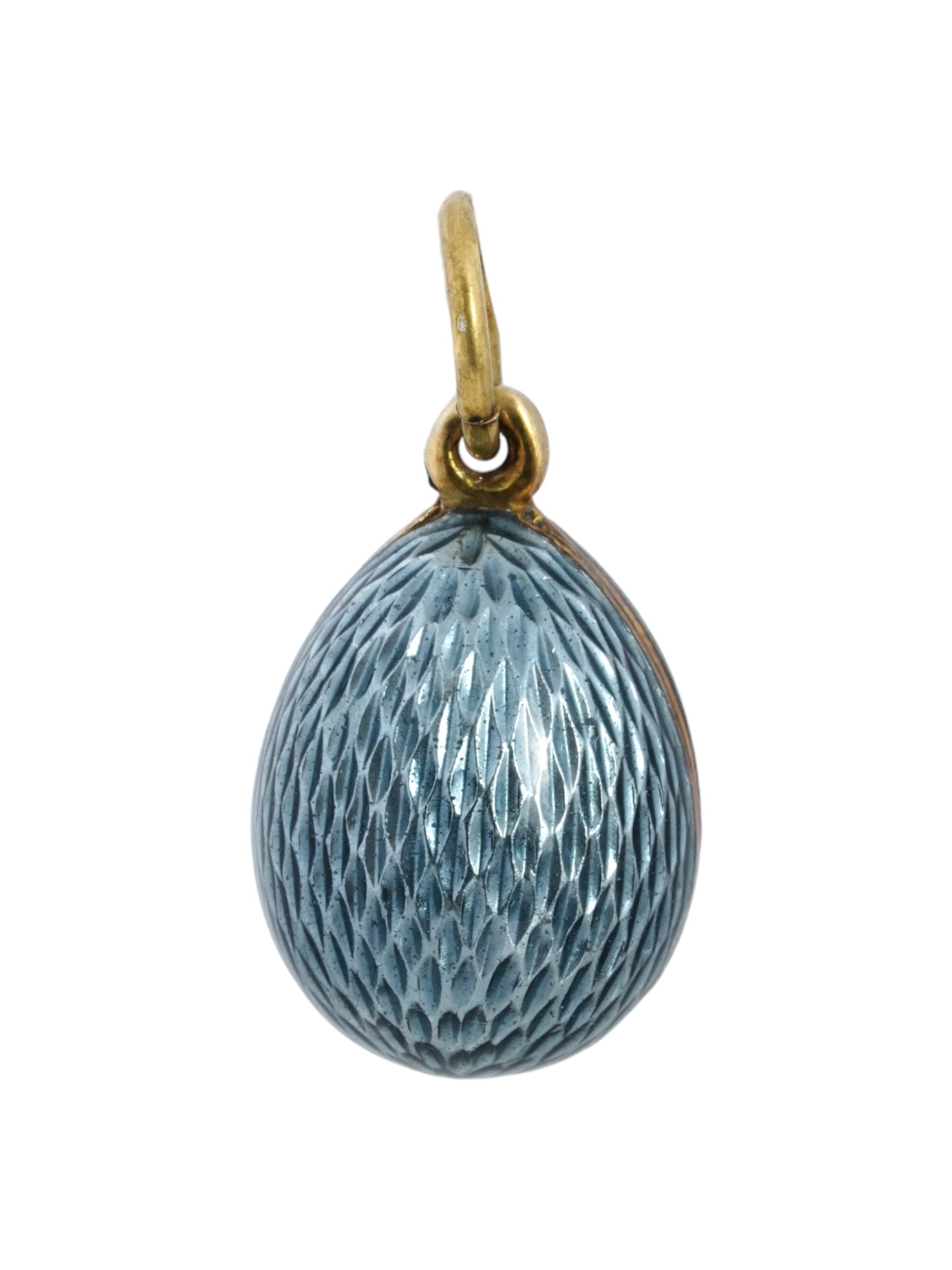 RUSSIAN SILVER GUILLOCHE ENAMEL EASTER EGG PENDANT PIC-0