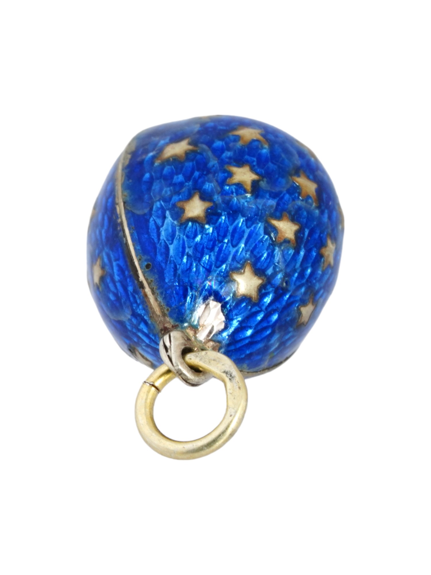 93- RUSSIAN SILVER GUILLOCHÉ ENAMEL EASTER EGG PENDANT PIC-3