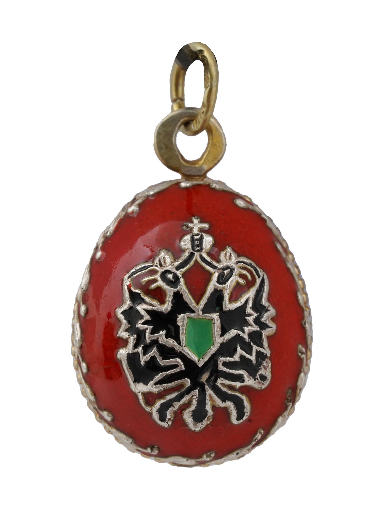 RUSSIAN 88 SILVER ENAMEL EASTER EGG PENDANT PIC-0