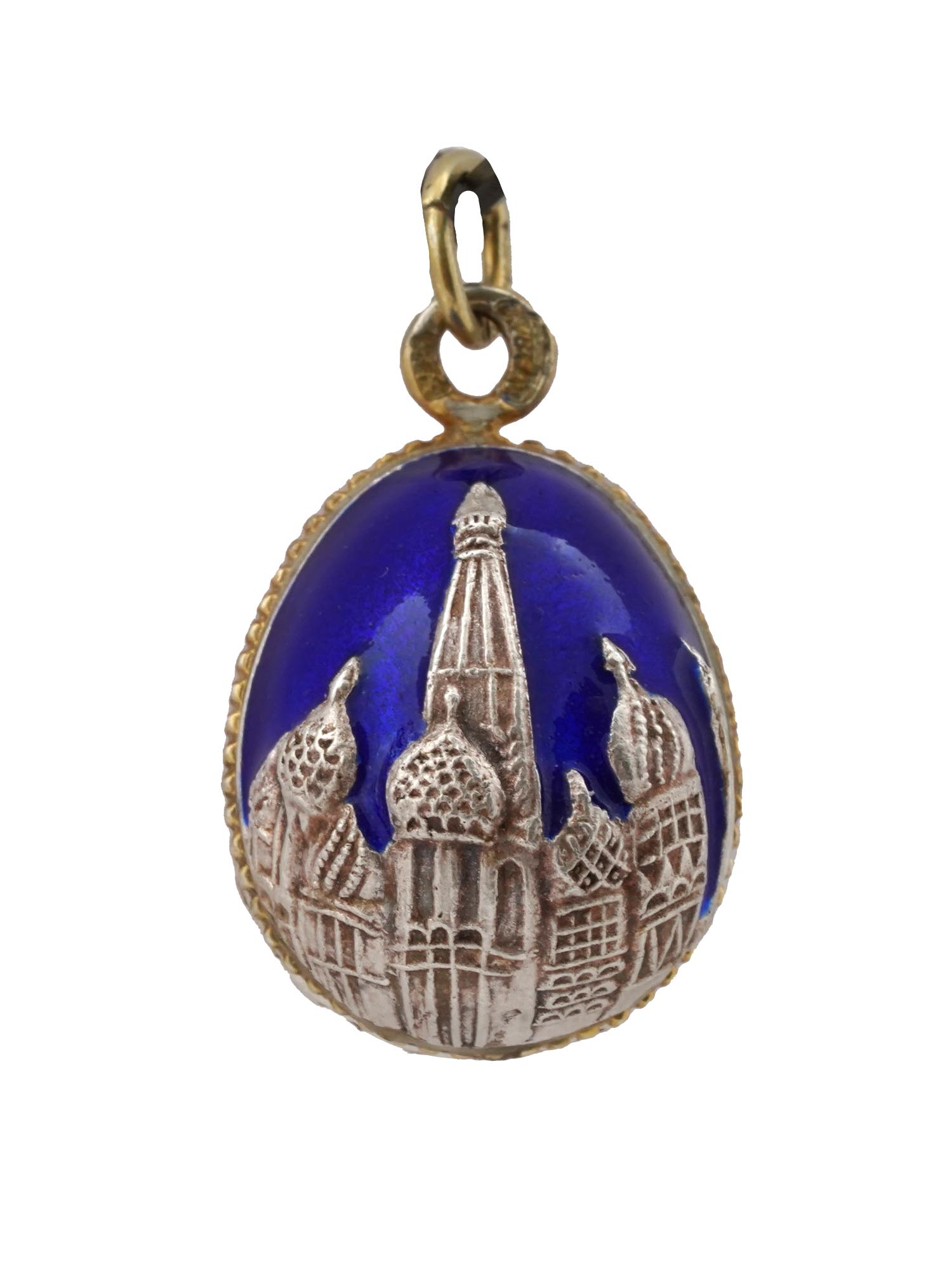 RUSSIAN 88 SILVER ENAMEL EASTER EGG PENDANT PIC-2