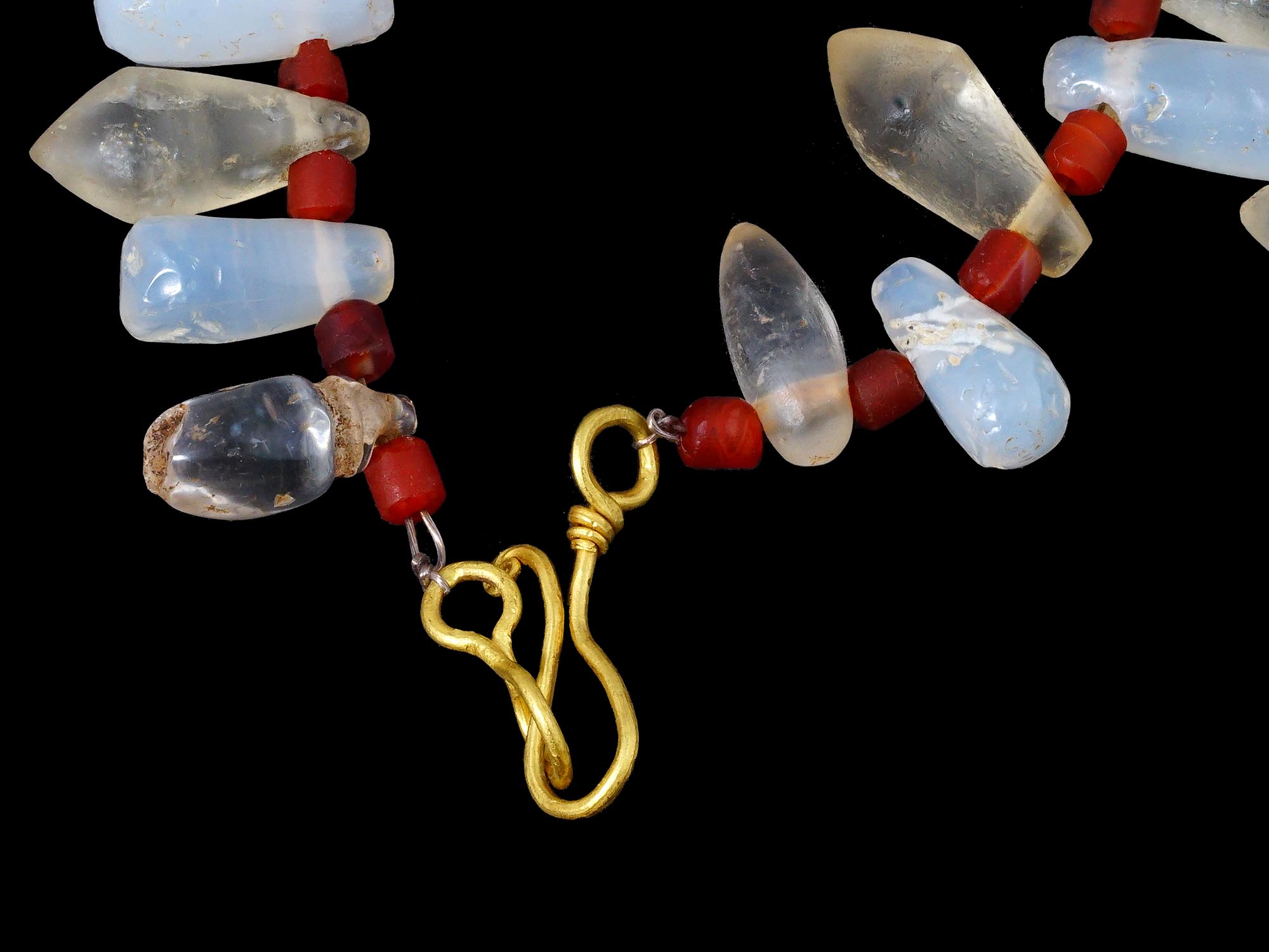 ANCIENT ROMAN GOLD ROCK CRYSTAL CARNELIAN NECKLACE PIC-5