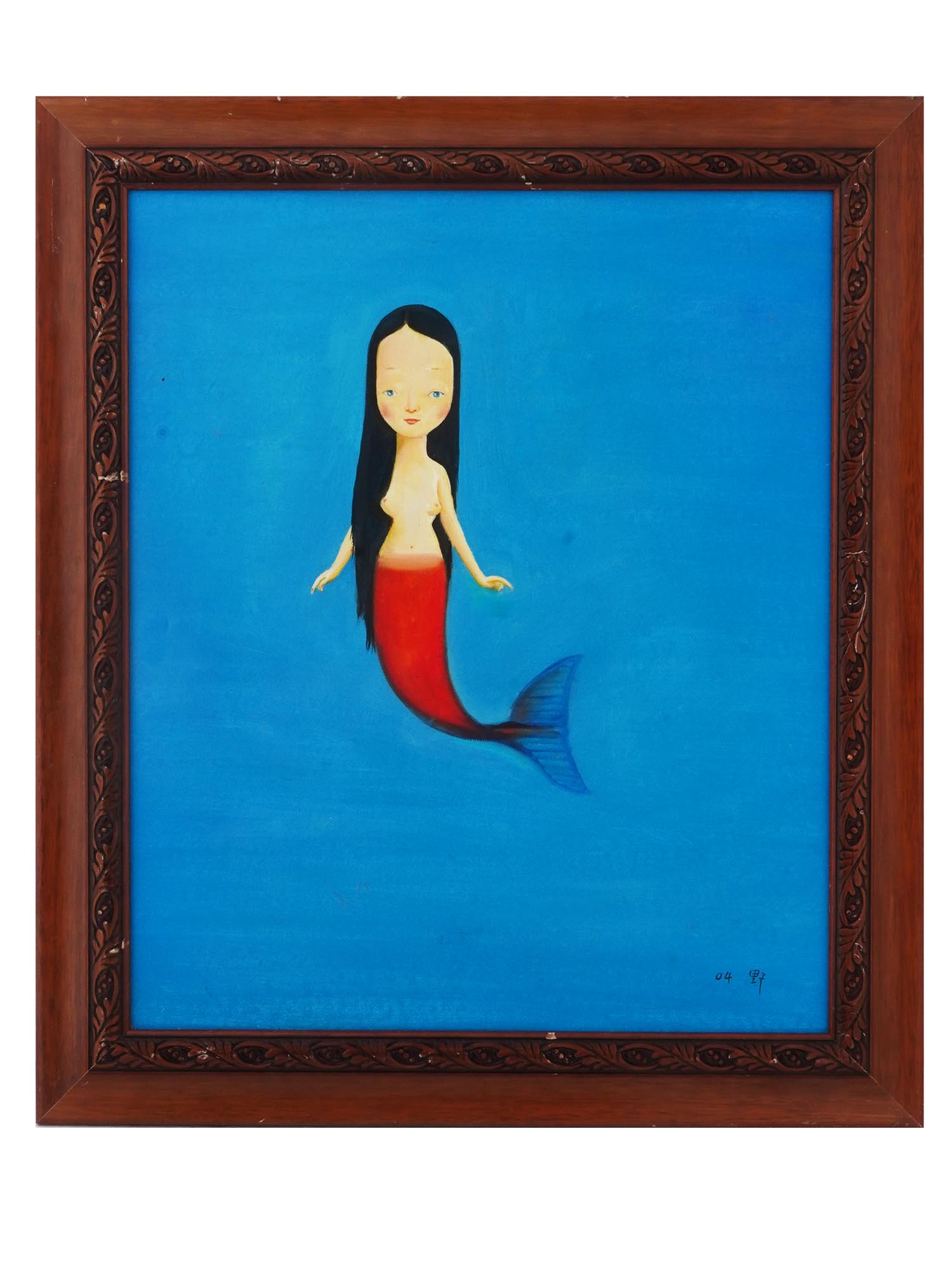 ATTR TO LIU YE CHINESE MERMAID PORTRAIT OIL PAINTING PIC-0