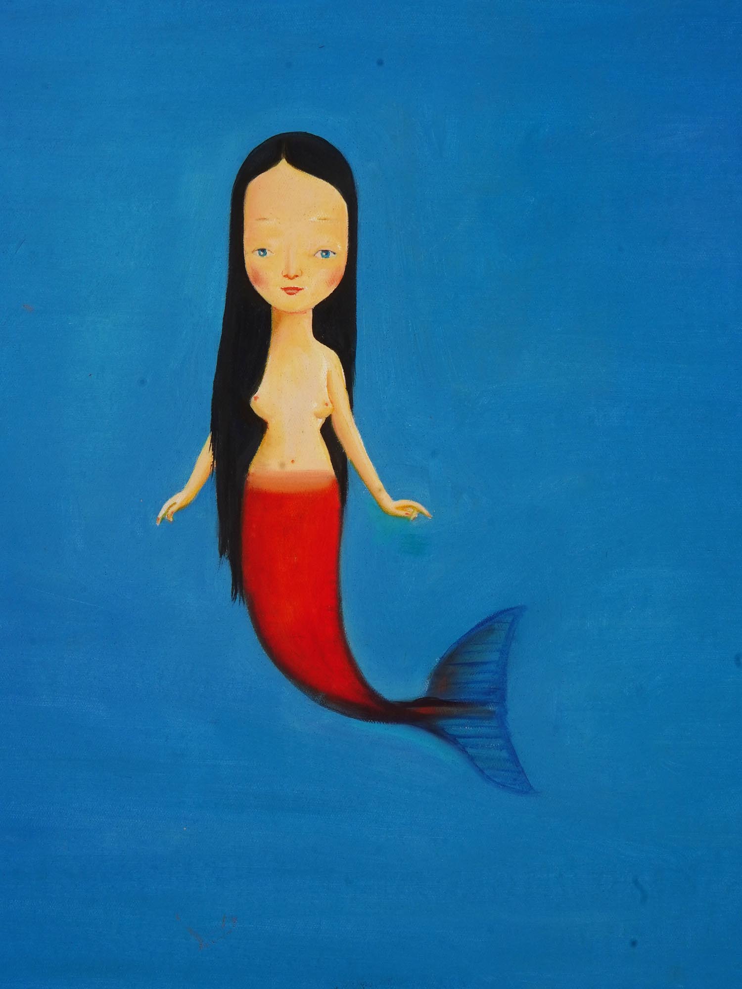 ATTR TO LIU YE CHINESE MERMAID PORTRAIT OIL PAINTING PIC-1