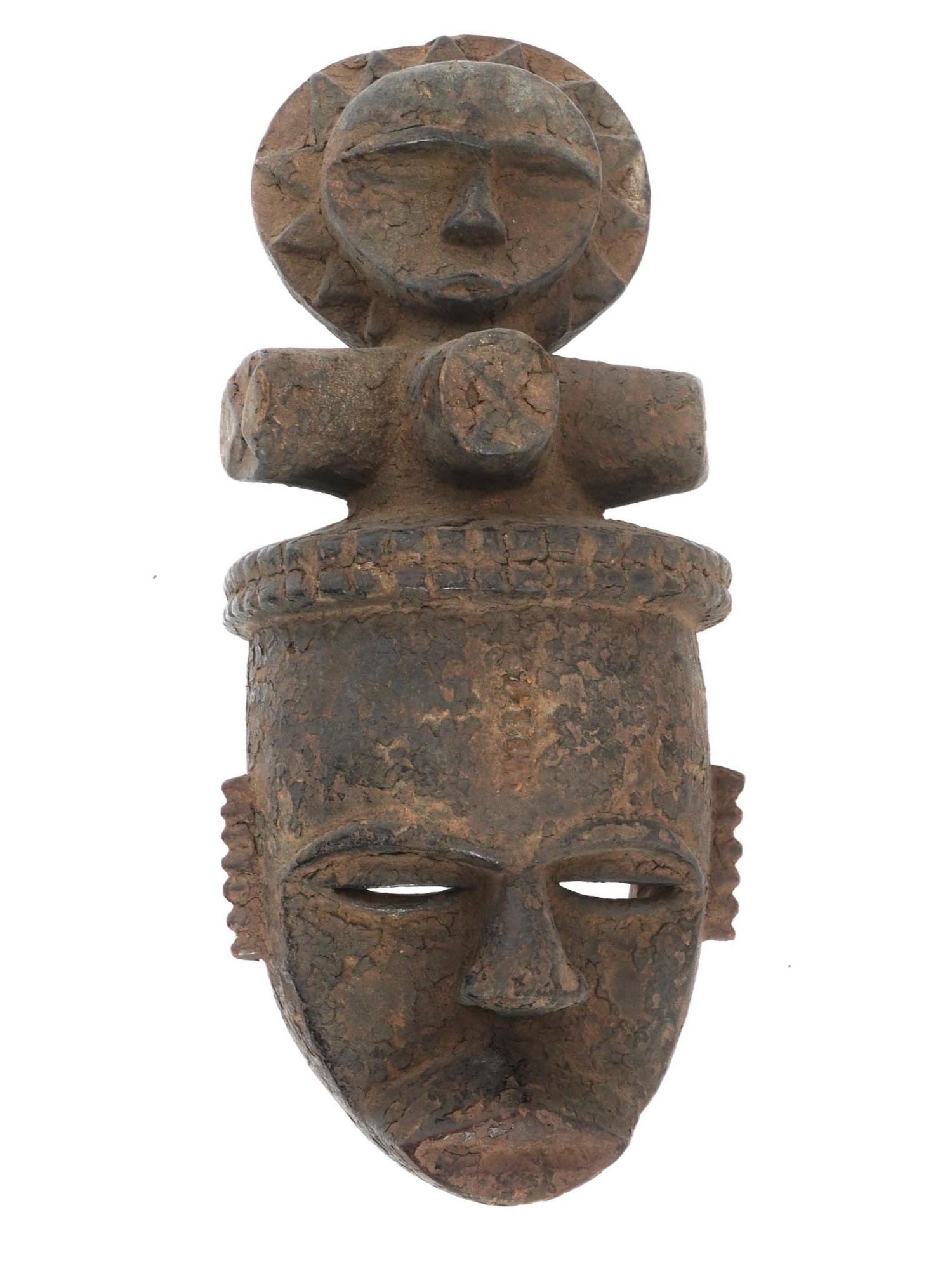 WEST AFRICAN NIGERIAN EKET SUN WOOD ANCESTOR MASK PIC-0