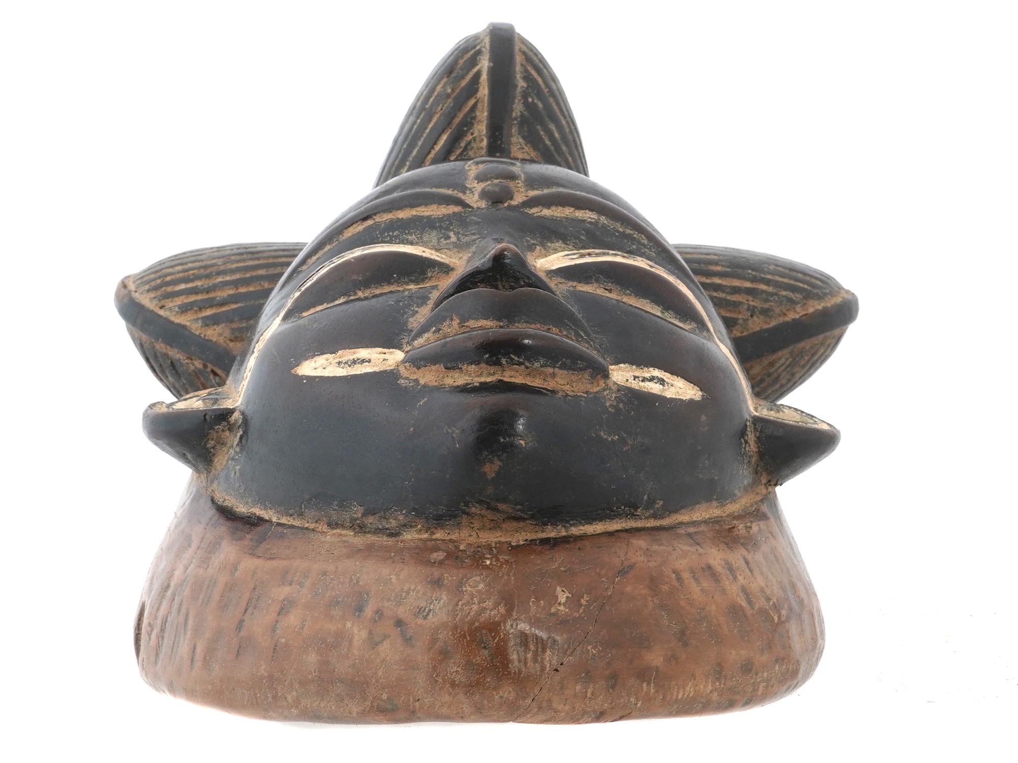 ANTIQUE CENTRAL AFRICAN GABON DARK PUNU WOOD MASK PIC-4