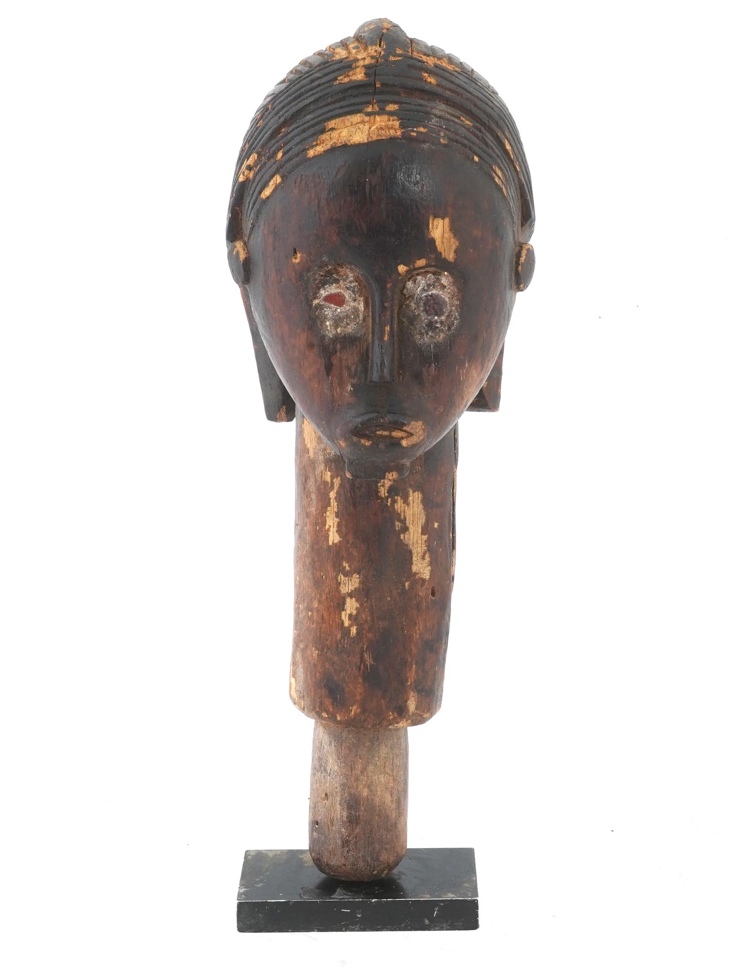 CENTRAL AFRICAN GABON FANG HAND CARVED WOOD HEAD PIC-1