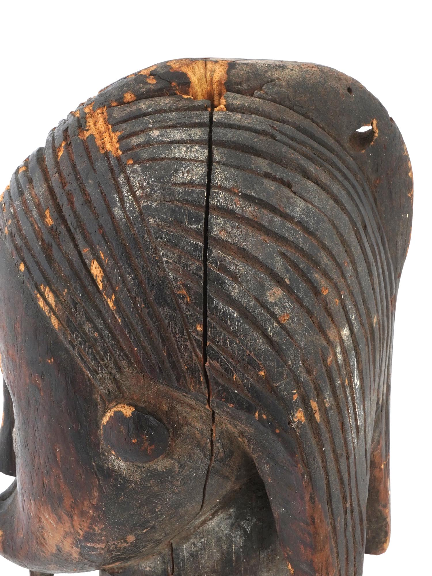 CENTRAL AFRICAN GABON FANG HAND CARVED WOOD HEAD PIC-9