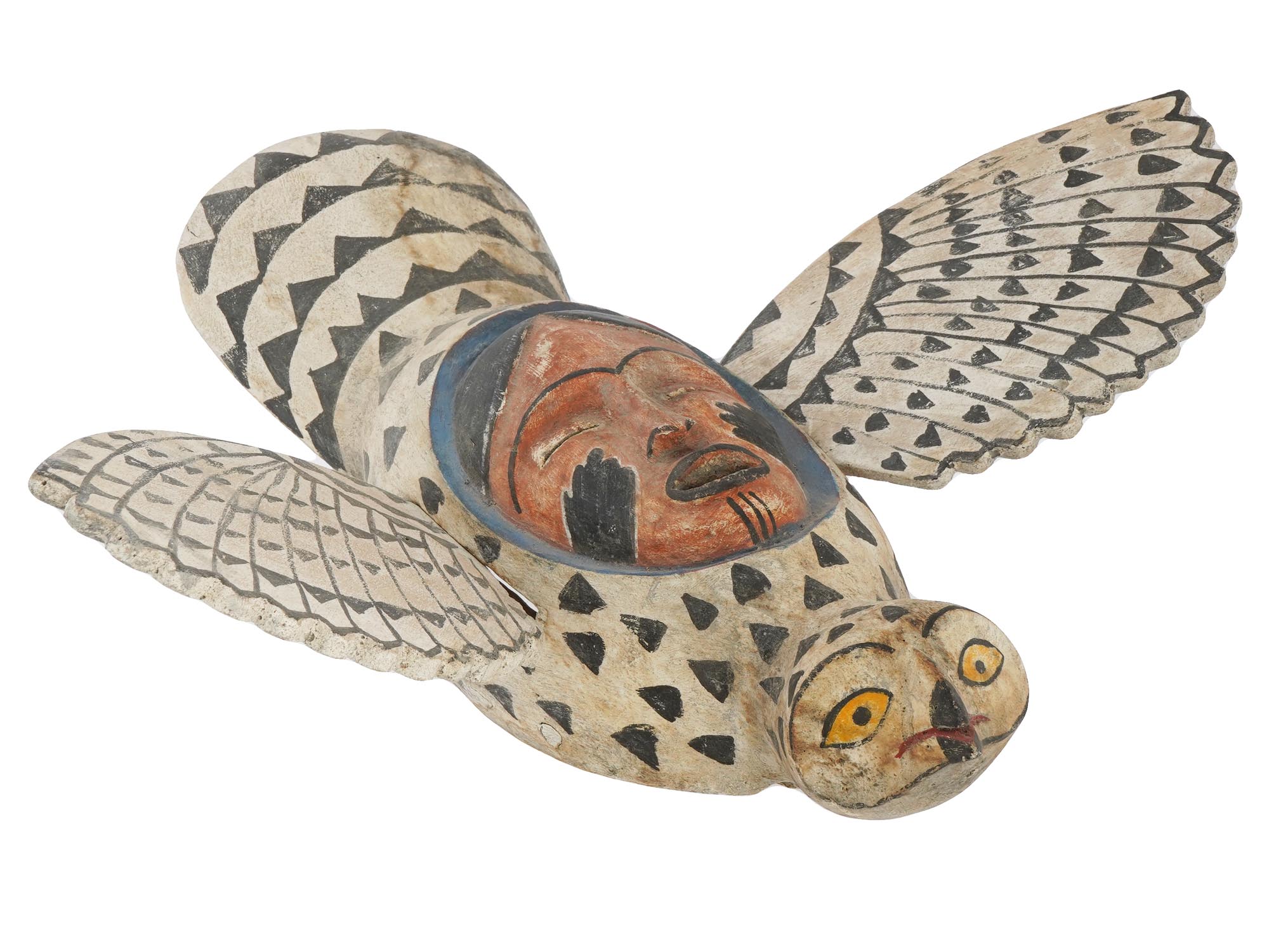 SOUTHWESTERN ALASKAN YUPIK ESKIMO BIRD SPIRIT WOOD MASK PIC-1