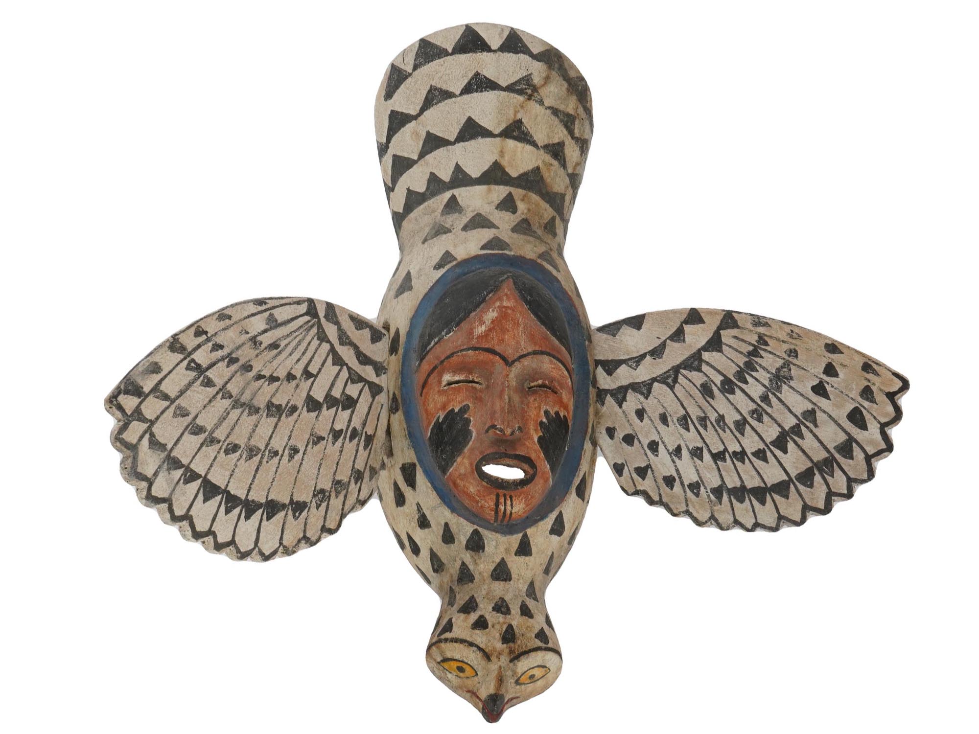 SOUTHWESTERN ALASKAN YUPIK ESKIMO BIRD SPIRIT WOOD MASK PIC-0