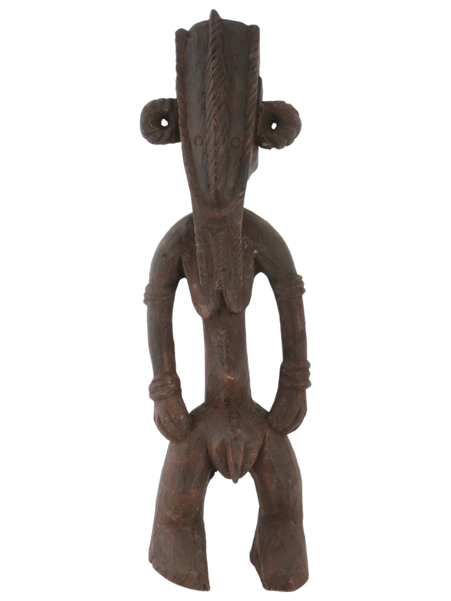 LARGE WOODEN WEST AFRICAN JUKUN MALE FIGURE PIC-1