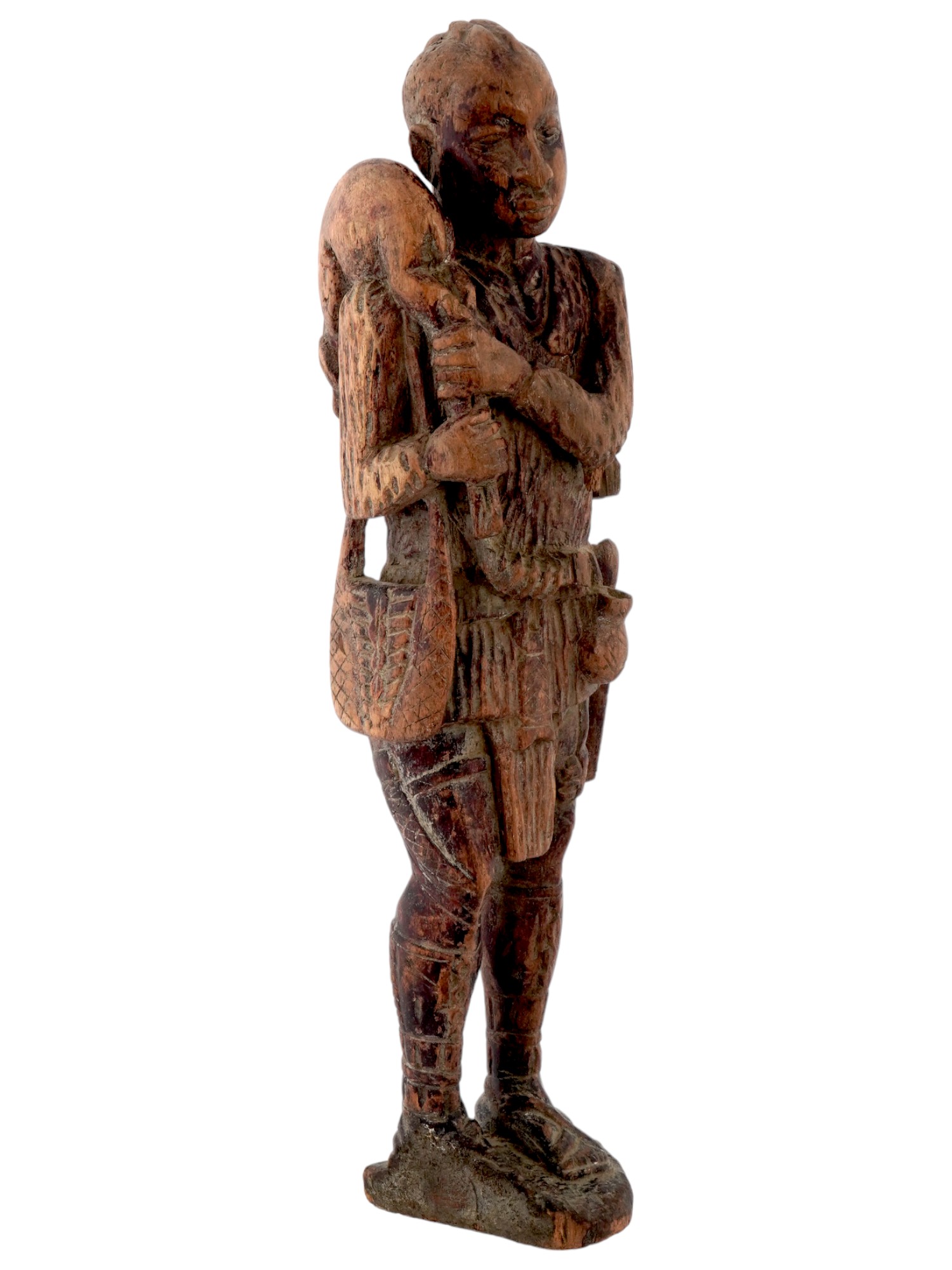 LARGE WOODEN CENTRAL AFRICAN CONGO HUNTER FIGURE PIC-0