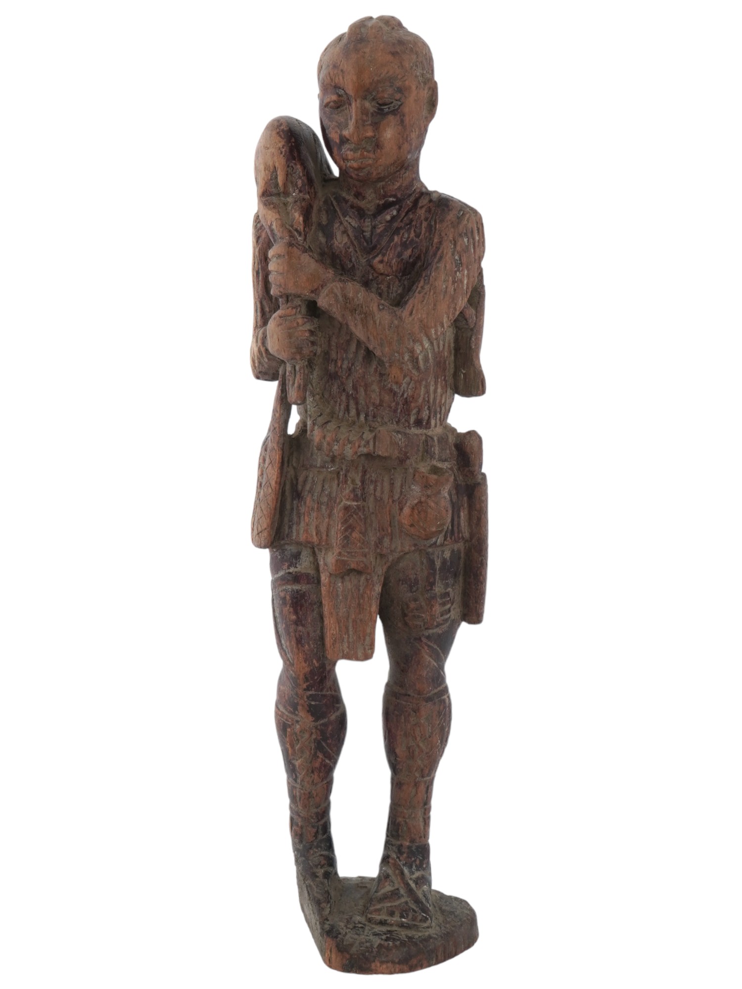 LARGE WOODEN CENTRAL AFRICAN CONGO HUNTER FIGURE PIC-1