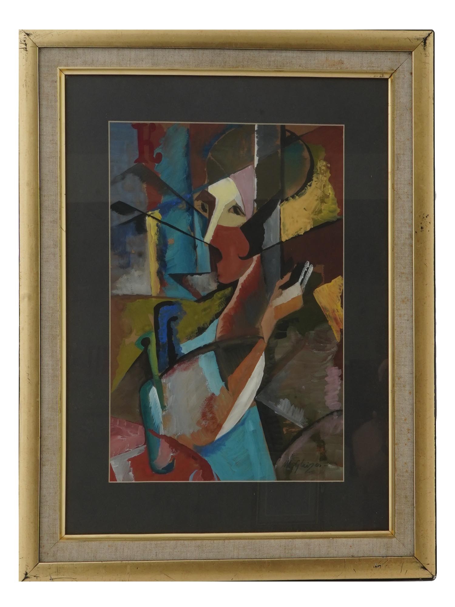 CUBIST FRENCH GOUACHE PAINTING BY ALBERT GLEIZES PIC-0