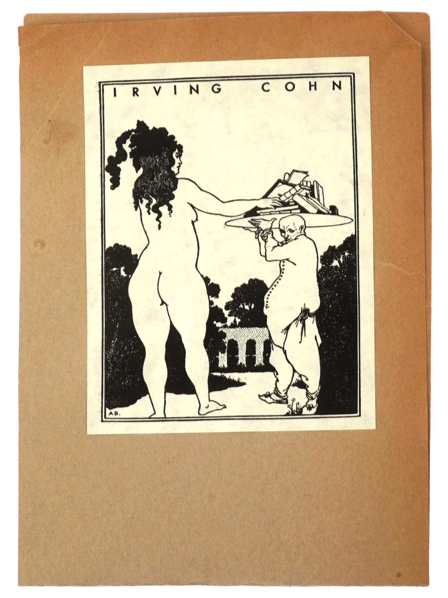 ART NOUVEAU EX LIBRIS PRINT BY AUBREY BEARDSLEY PIC-1