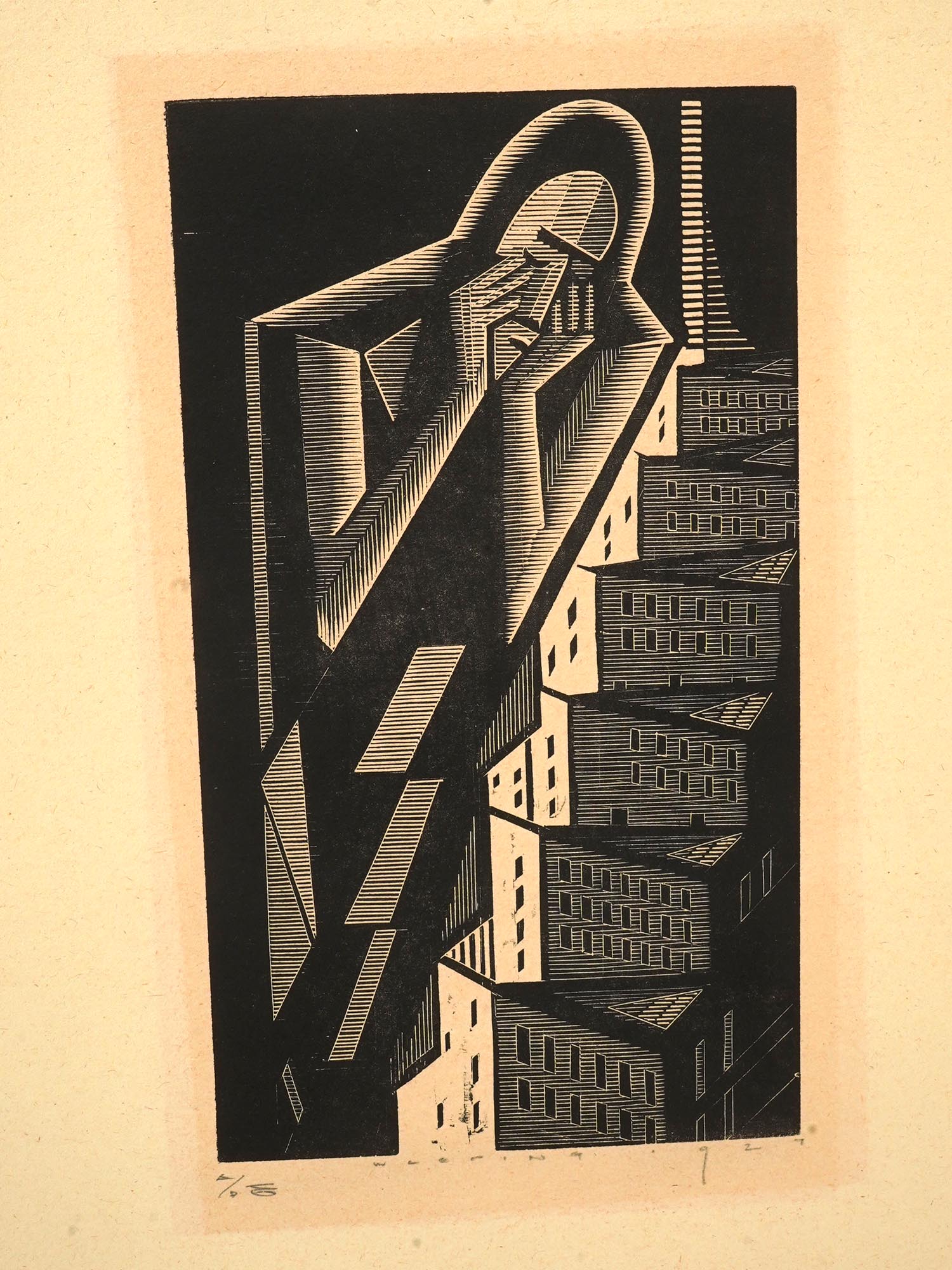 AMERICAN MODERNIST WOODCUT BY EARL M. WASHINGTON PIC-3