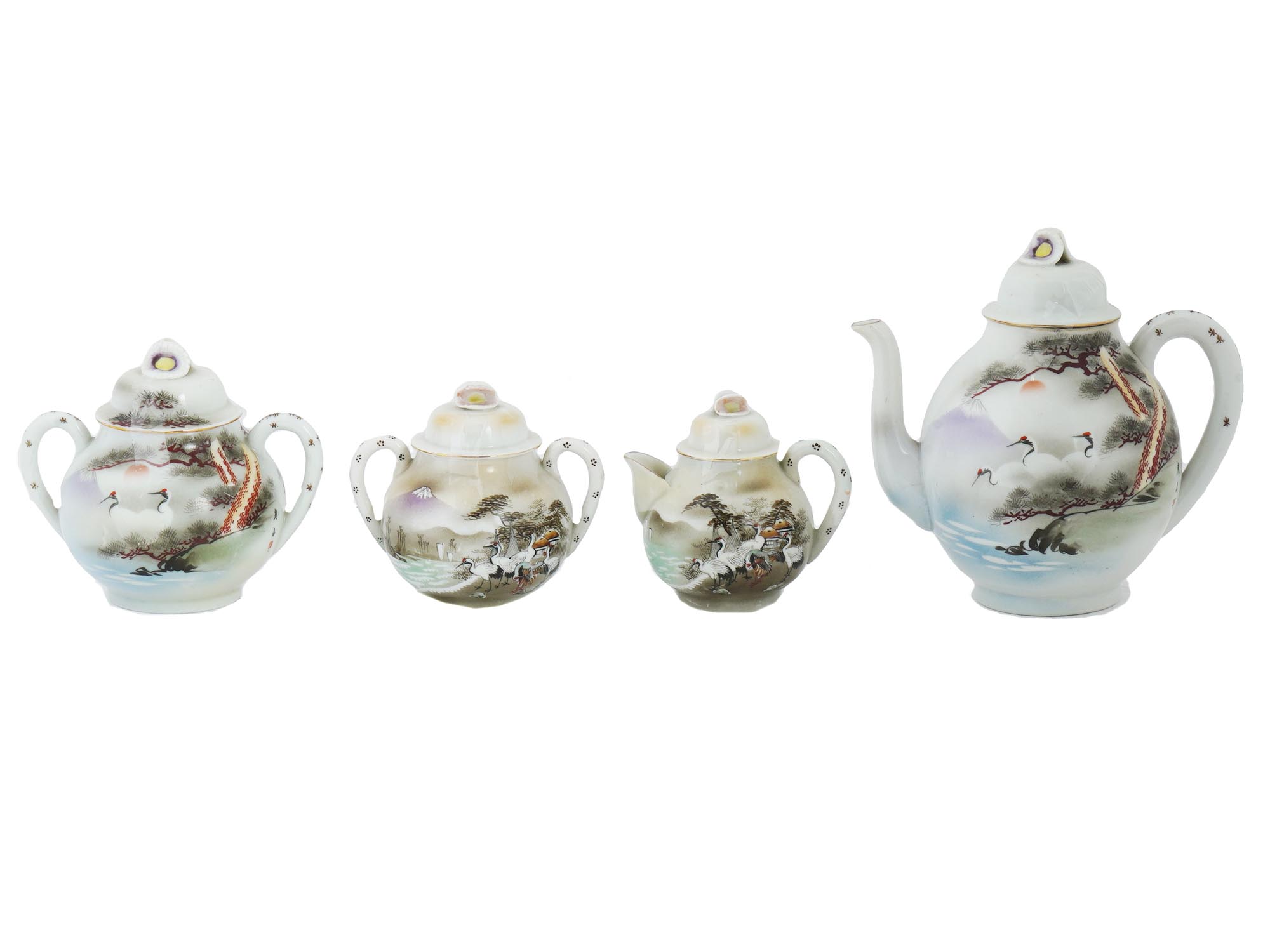 VINTAGE CHINESE HAND PAINTED PORCELAIN TEA SET 8 PCS PIC-1