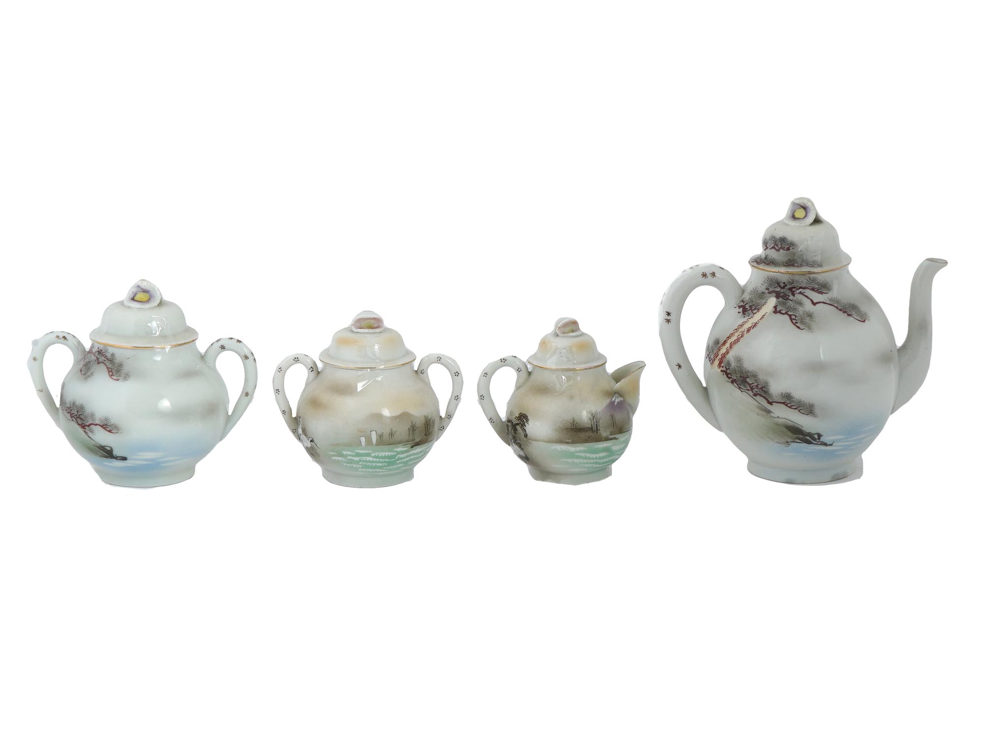 VINTAGE CHINESE HAND PAINTED PORCELAIN TEA SET 8 PCS PIC-2