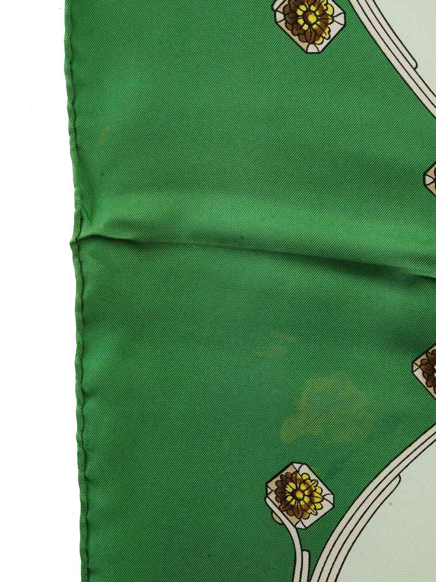 VINTAGE HERMES SPRINGS SILK SCARF IN GREEN IOB PIC-9