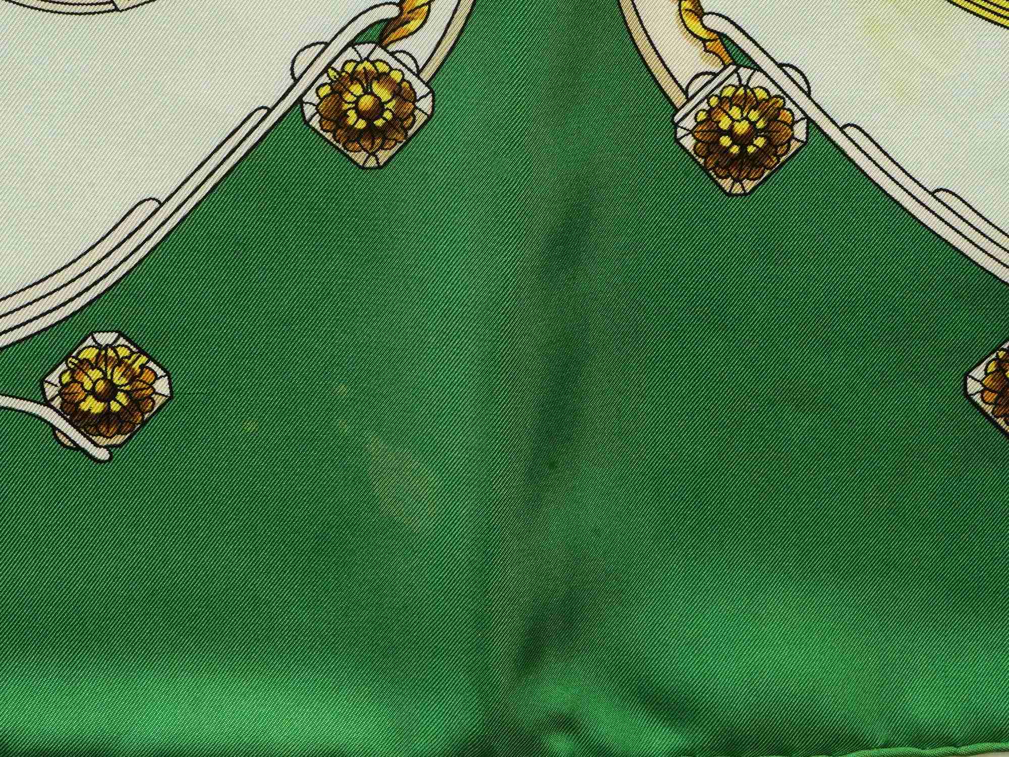 VINTAGE HERMES SPRINGS SILK SCARF IN GREEN IOB PIC-10