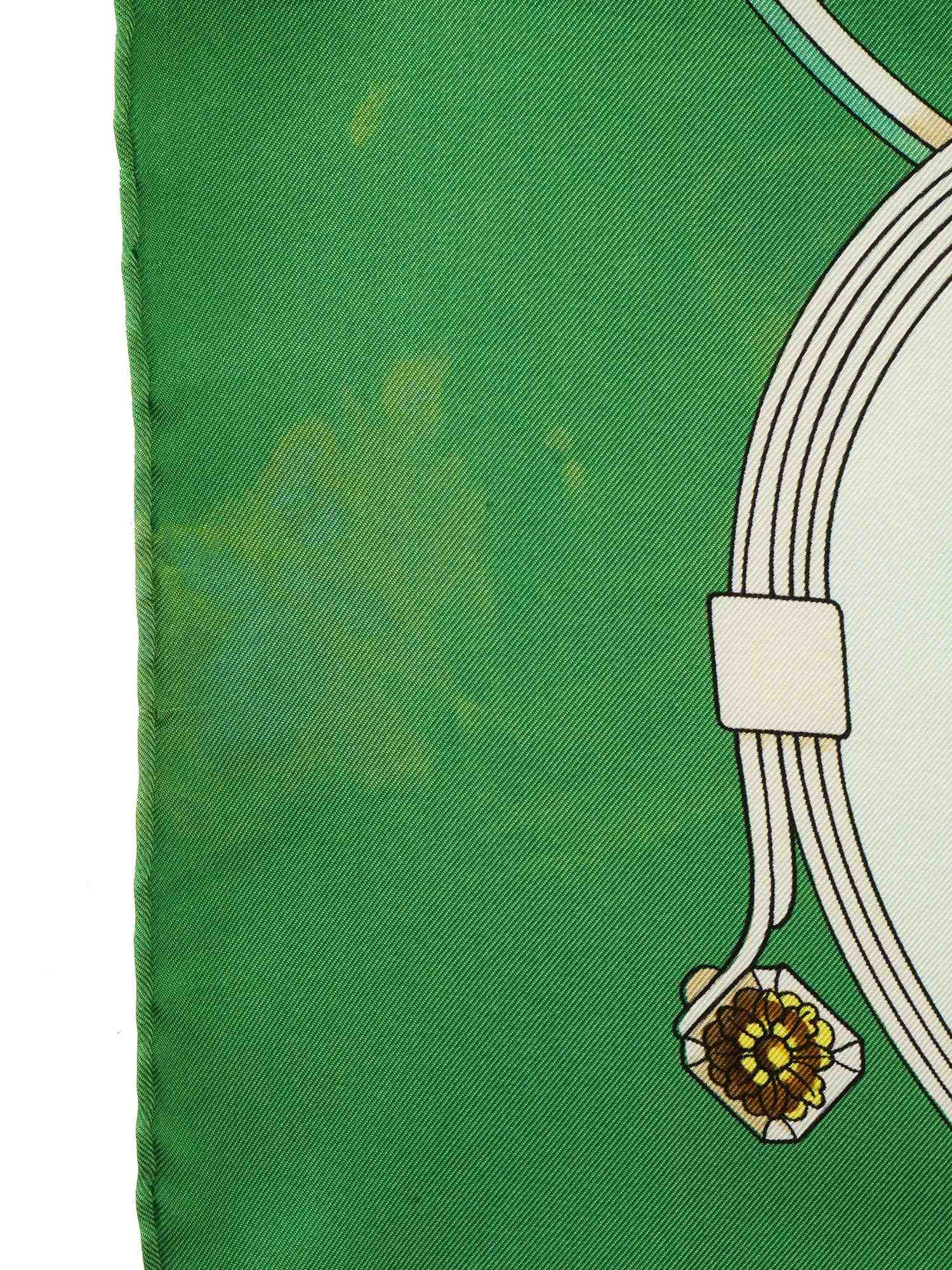 VINTAGE HERMES SPRINGS SILK SCARF IN GREEN IOB PIC-8