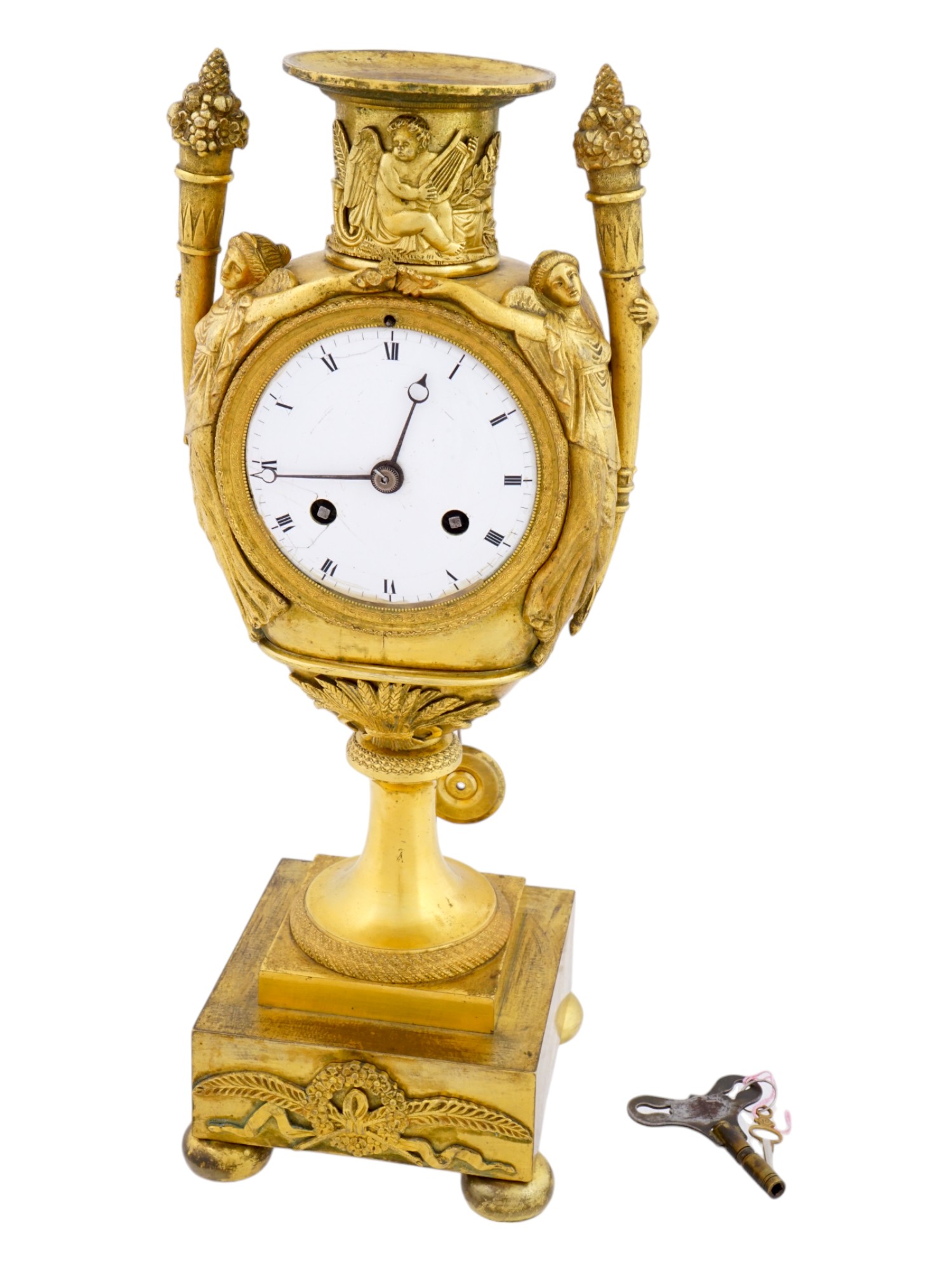 ANTIQUE EARLY 19TH C FRENCH EMPIRE ORMOLU CLOCK PIC-0