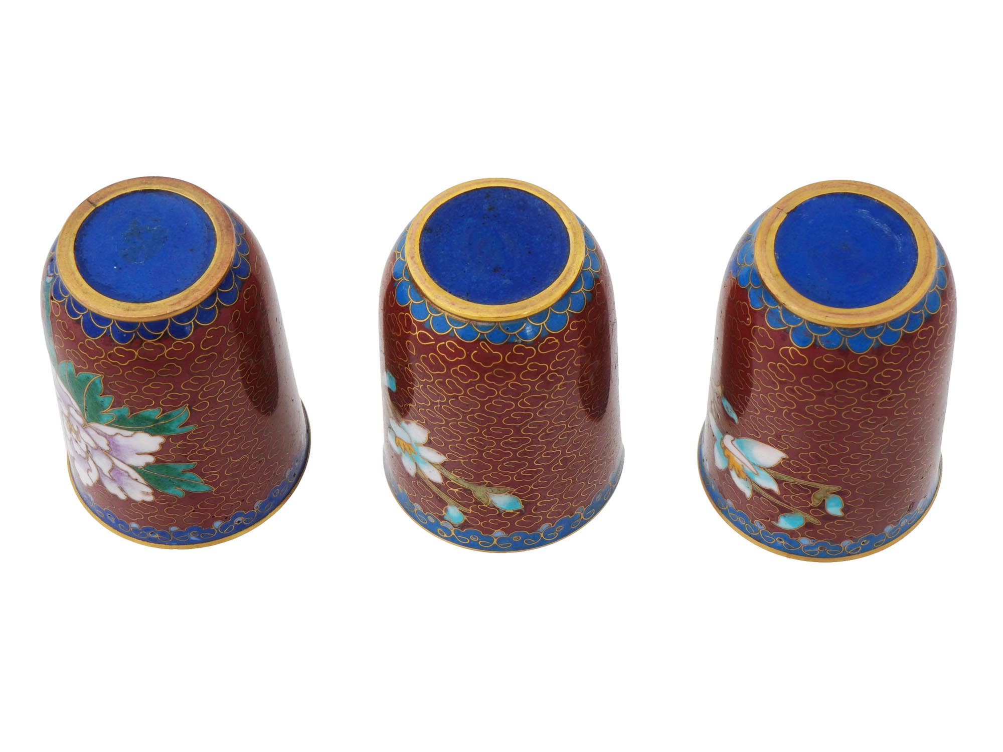 COLLECTION OF CHINESE FLORAL CLOISONNE ENAMEL CUPS PIC-5