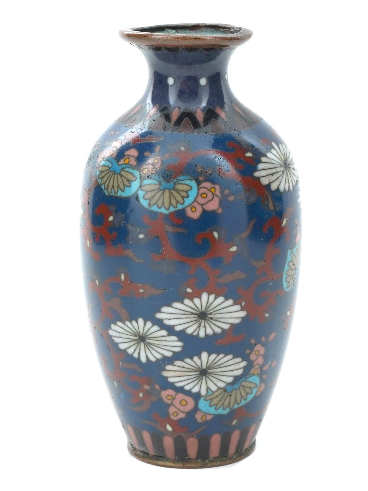 ANTIQUE JAPANESE MEIJI ERA CLOISONNE ENAMEL VASE PIC-0