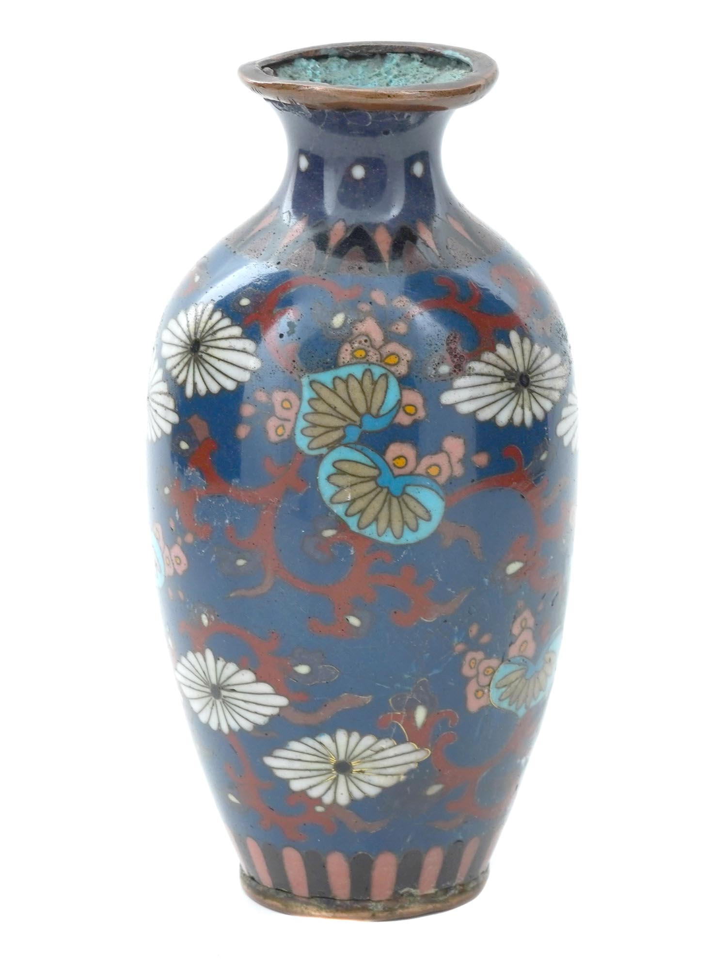 ANTIQUE JAPANESE MEIJI ERA CLOISONNE ENAMEL VASE PIC-3