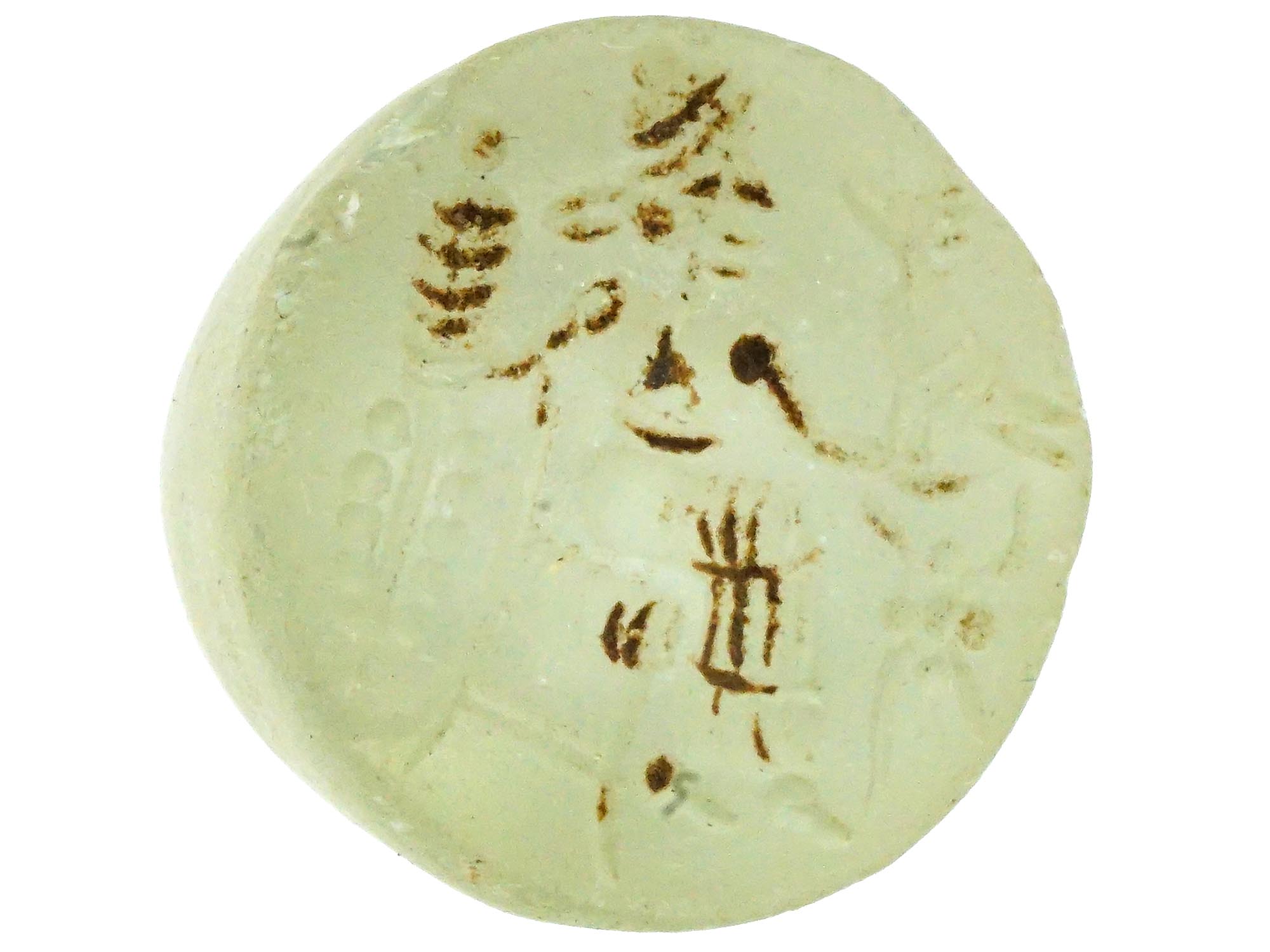 ANCIENT NEAR EASTERN SASSANIAN CARVED GLASS CONE SEAL PIC-2