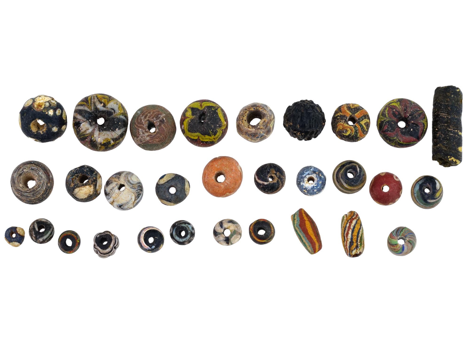 COLLECTION OF ANCIENT ROMAN MOSAIC GLASS STONE BEADS PIC-2