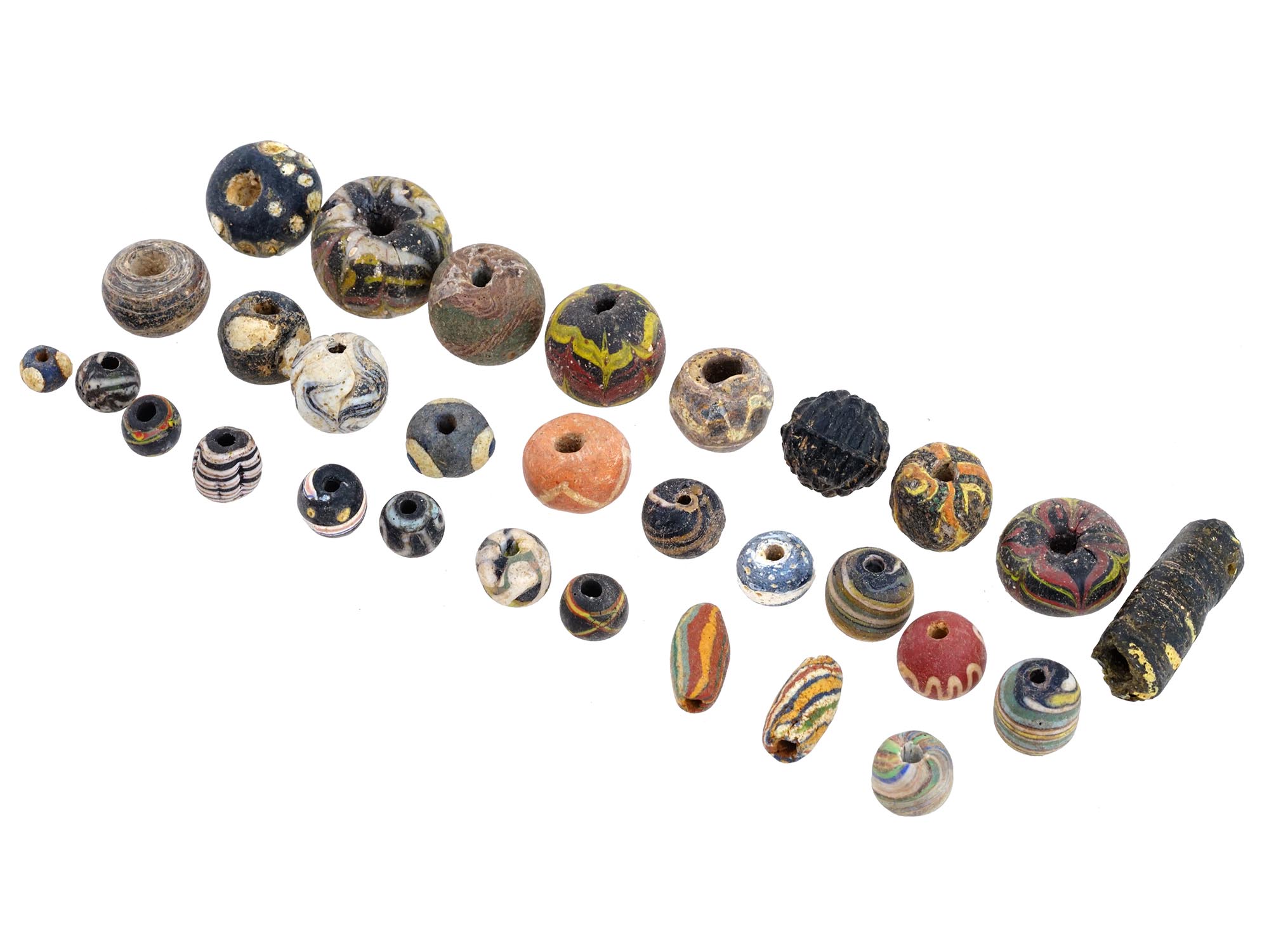 COLLECTION OF ANCIENT ROMAN MOSAIC GLASS STONE BEADS PIC-1