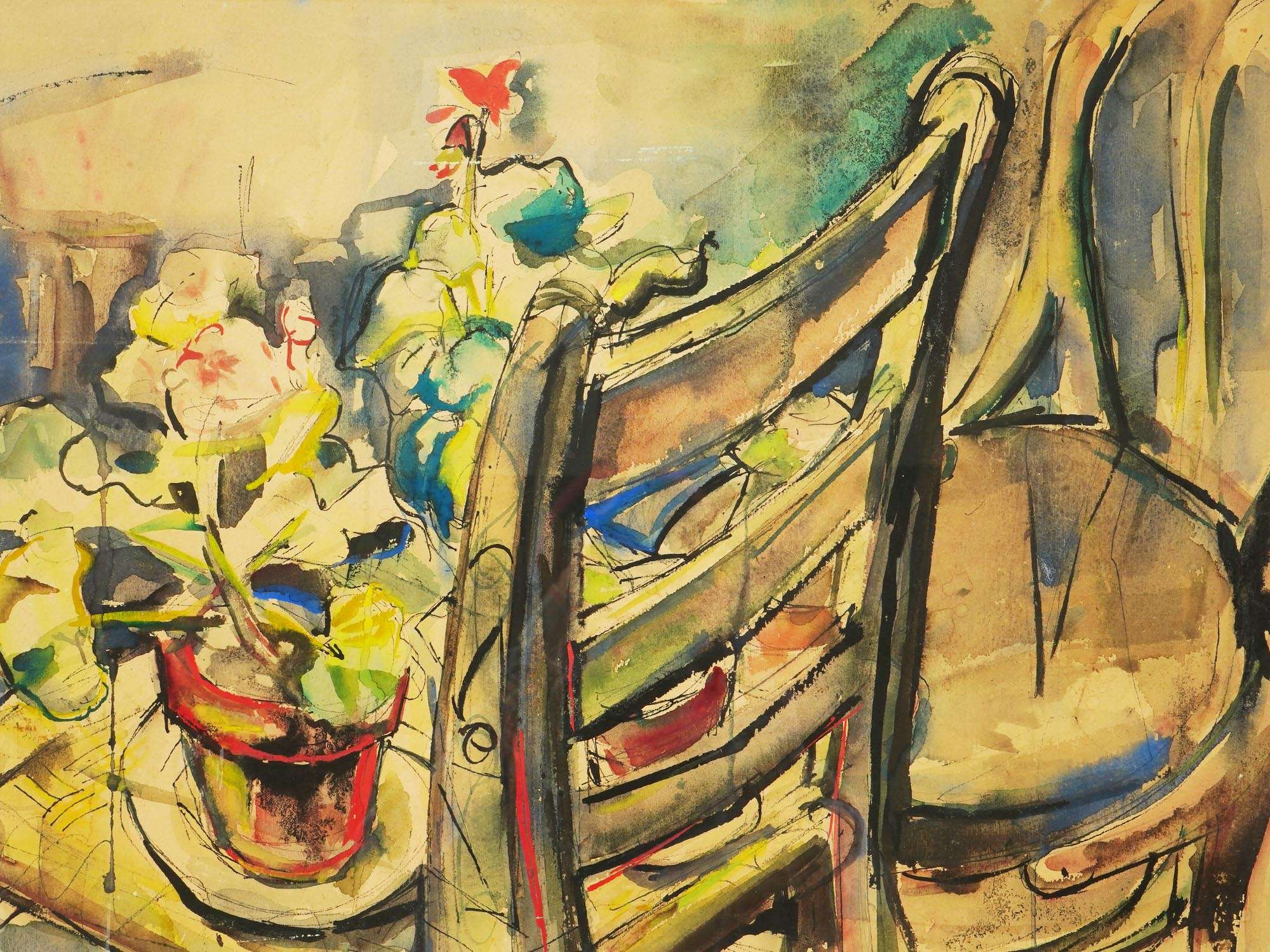 FRENCH STILL LIFE WATERCOLOR PAINTING BY JEAN DUFY PIC-1