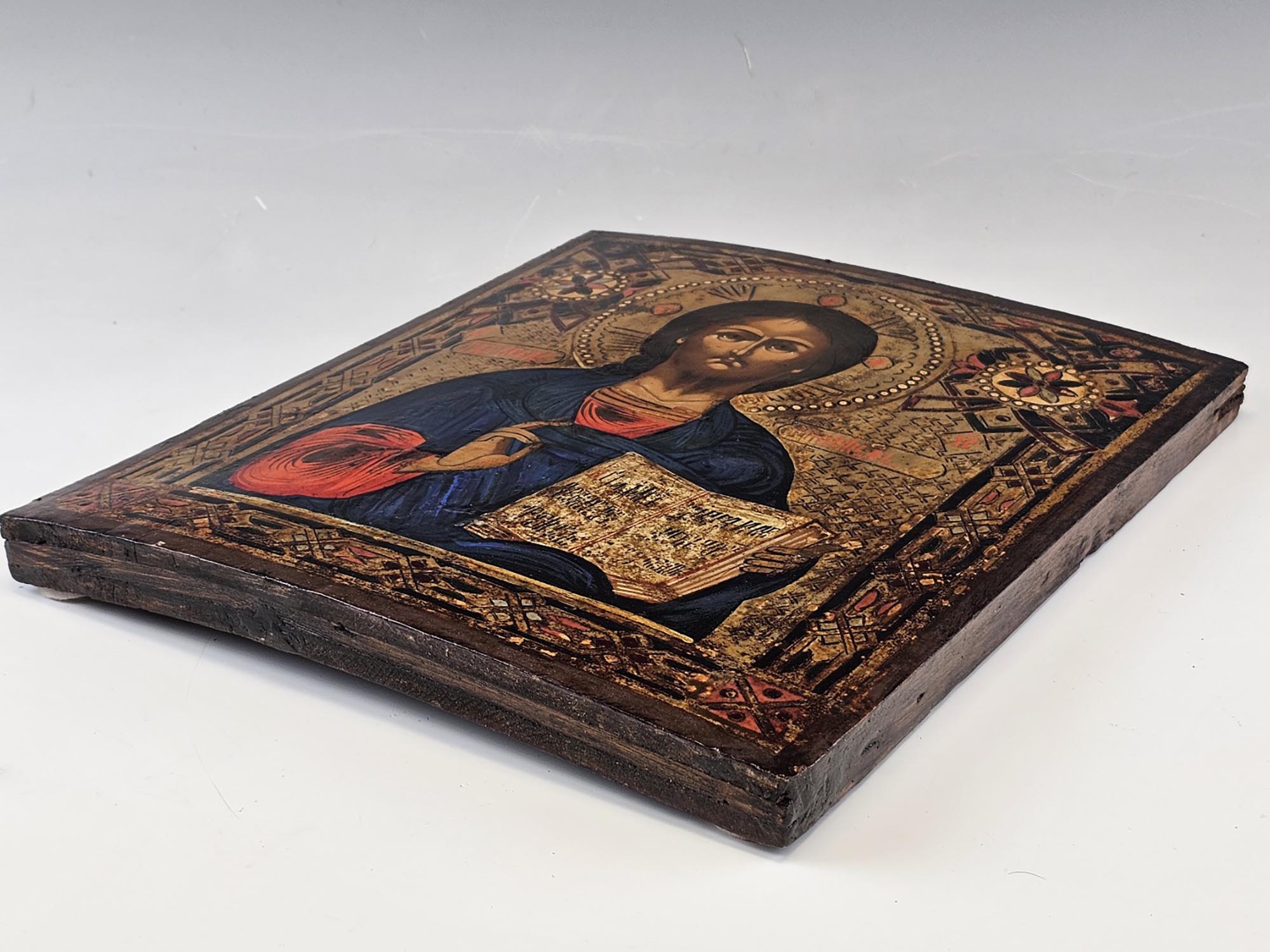 ANTIQUE RUSSIAN ORTHODOX CHRIST PANTOCRATOR ICON PIC-4